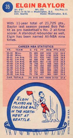 1969-70 Topps #35 Elgin Baylor