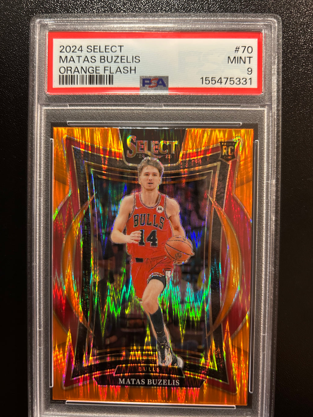 2024 Panini Select #70 Matas Buzelis Orange Flash PSA 9