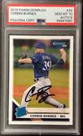 [47880] Corbin Burnes 2019 Panini Donruss #33 Autograph PSA 10