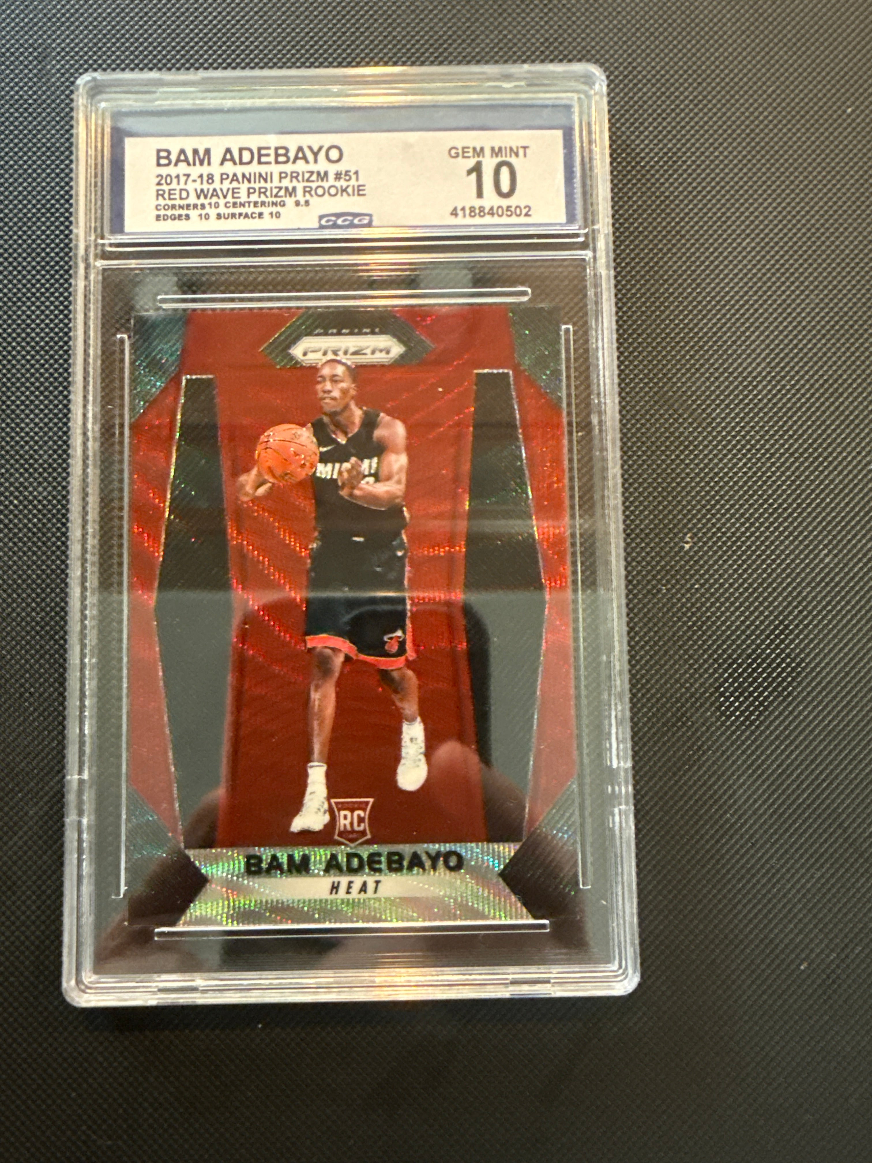 Bam Adebayo 2017-18 Panini Prizm #51 Red Wave Prizm Rookie