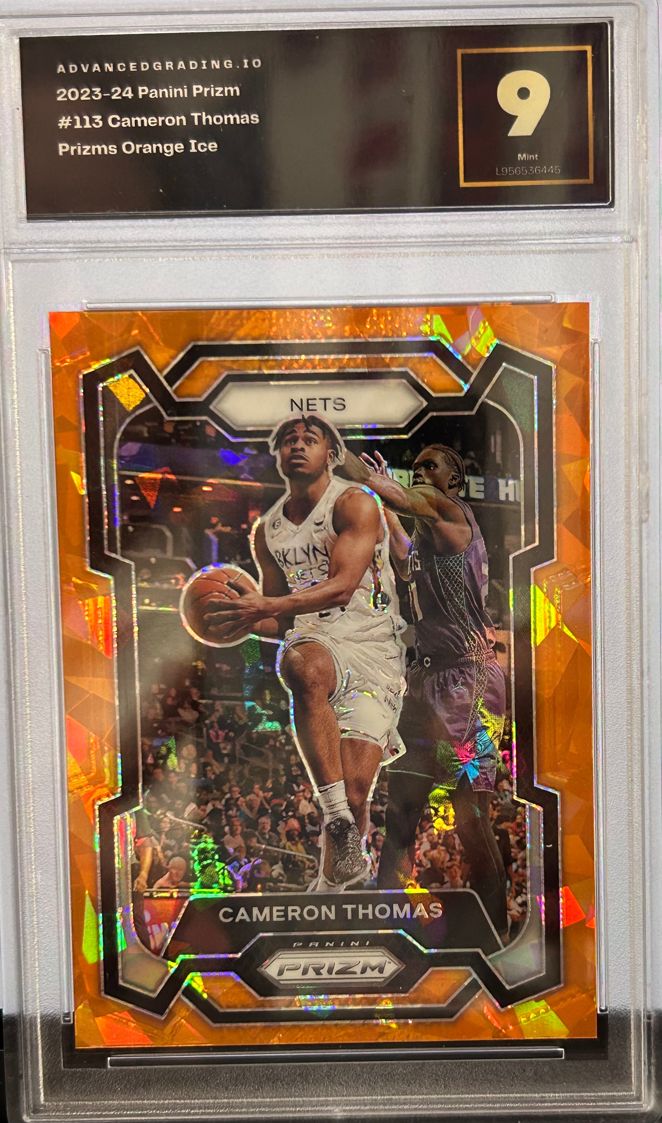 2023-24 Panini Prizm #113 Cameron Thomas Prizms Orange Ice