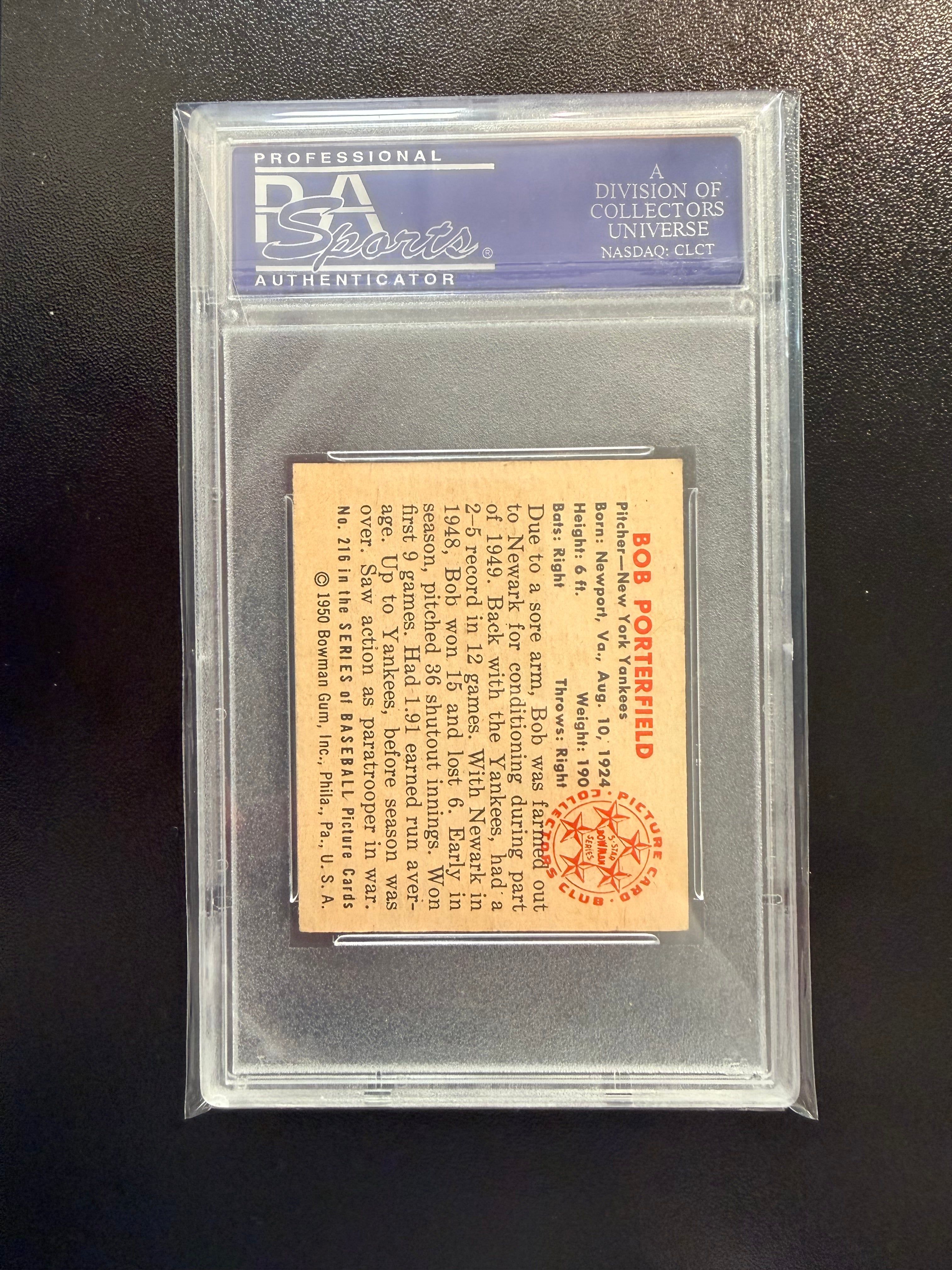 1950 Bowman #216a Bob Porterfield PSA 8 OC