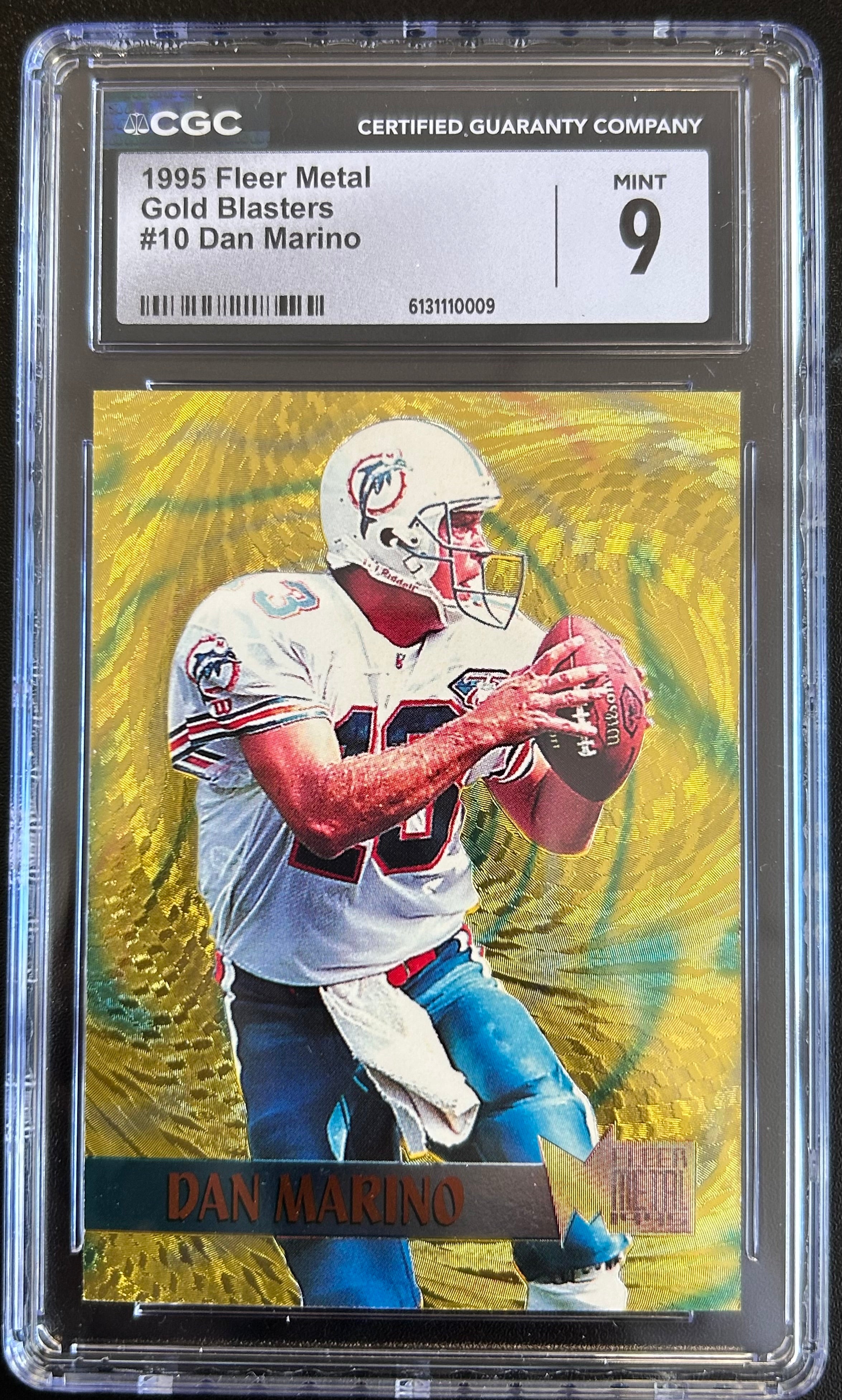 Dan Marino 1995 Fleer Metal Gold Blasters #10 CGC 9