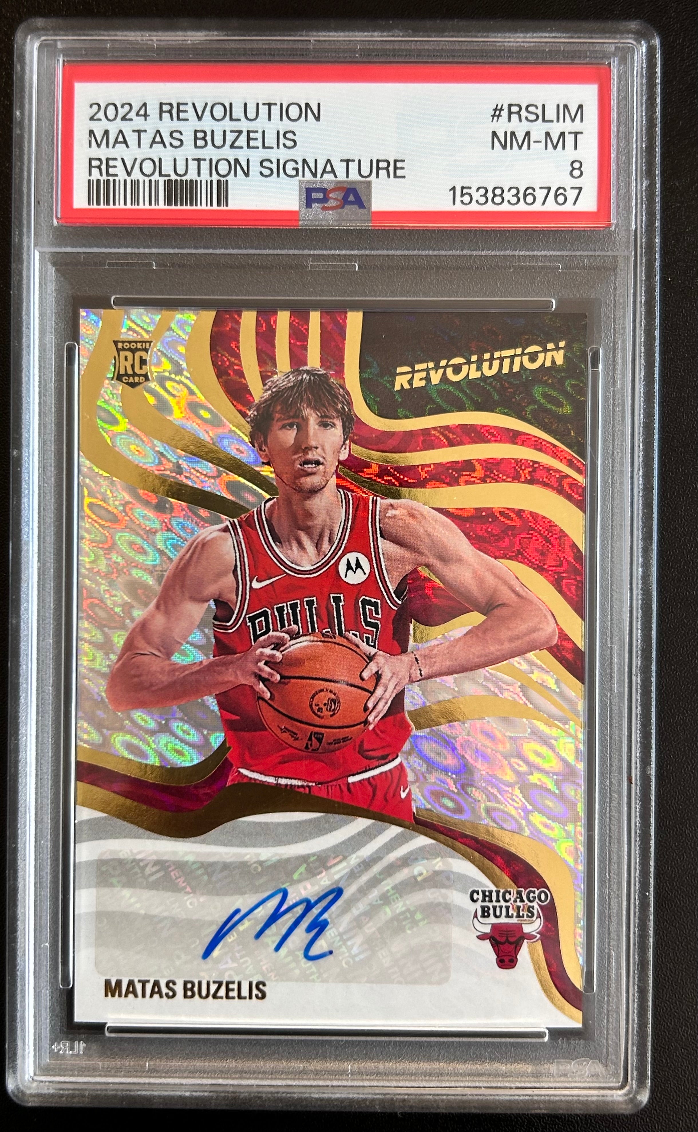 Matas Buzelis Rookie 2024 Panini Revolution Signature #RSLIM PSA 8
