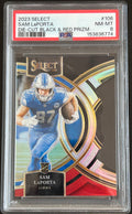 Sam LaPorta 2023 Panini Select #106 Die-Cut Black & Red Prizm PSA 8
