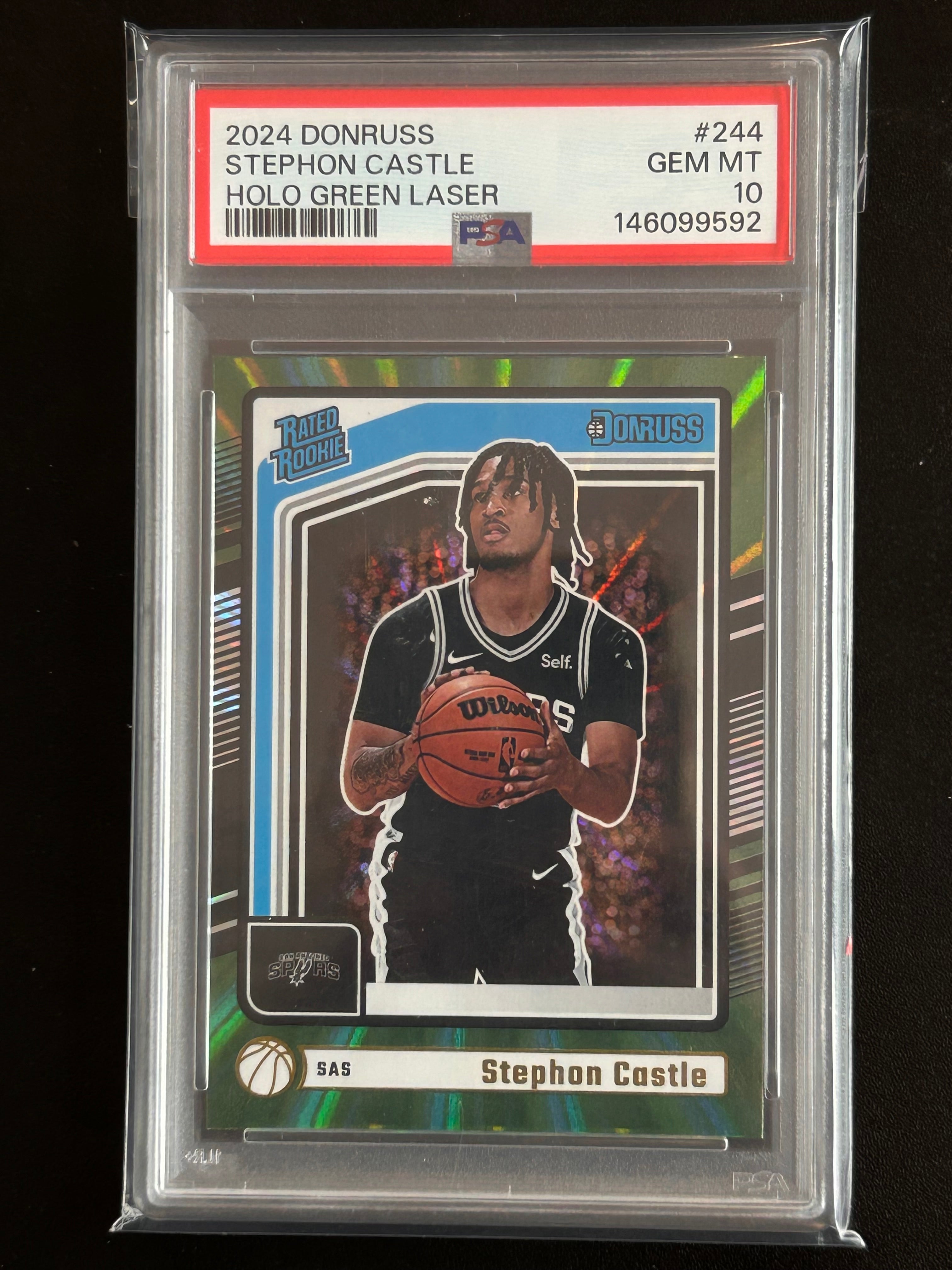 Stephon Castle 2024 Donruss #244 Holo Green Laser PSA 10