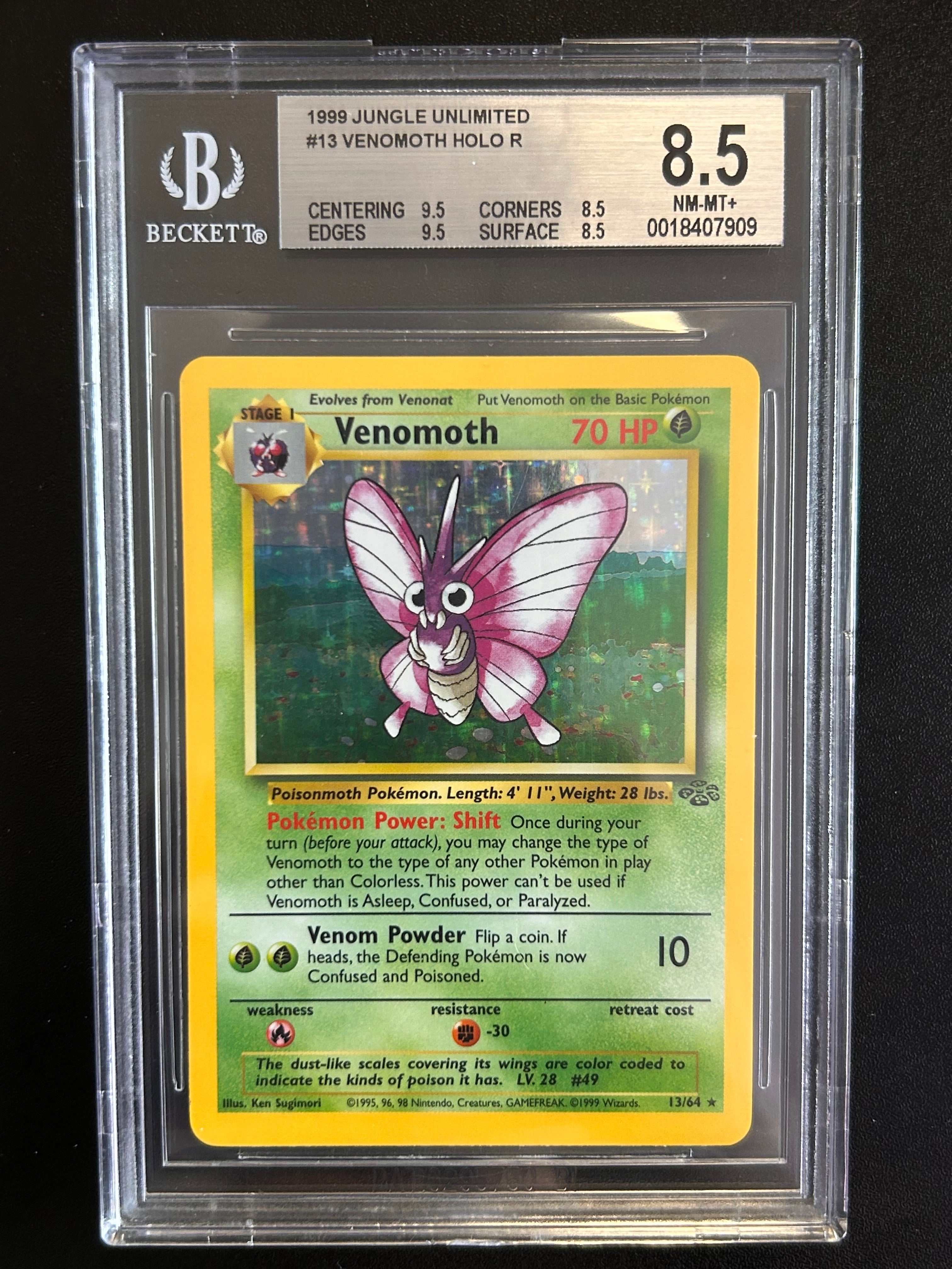 1999 Venomoth Jungle Unlimited #13 Holo Rare Beckett 8.5