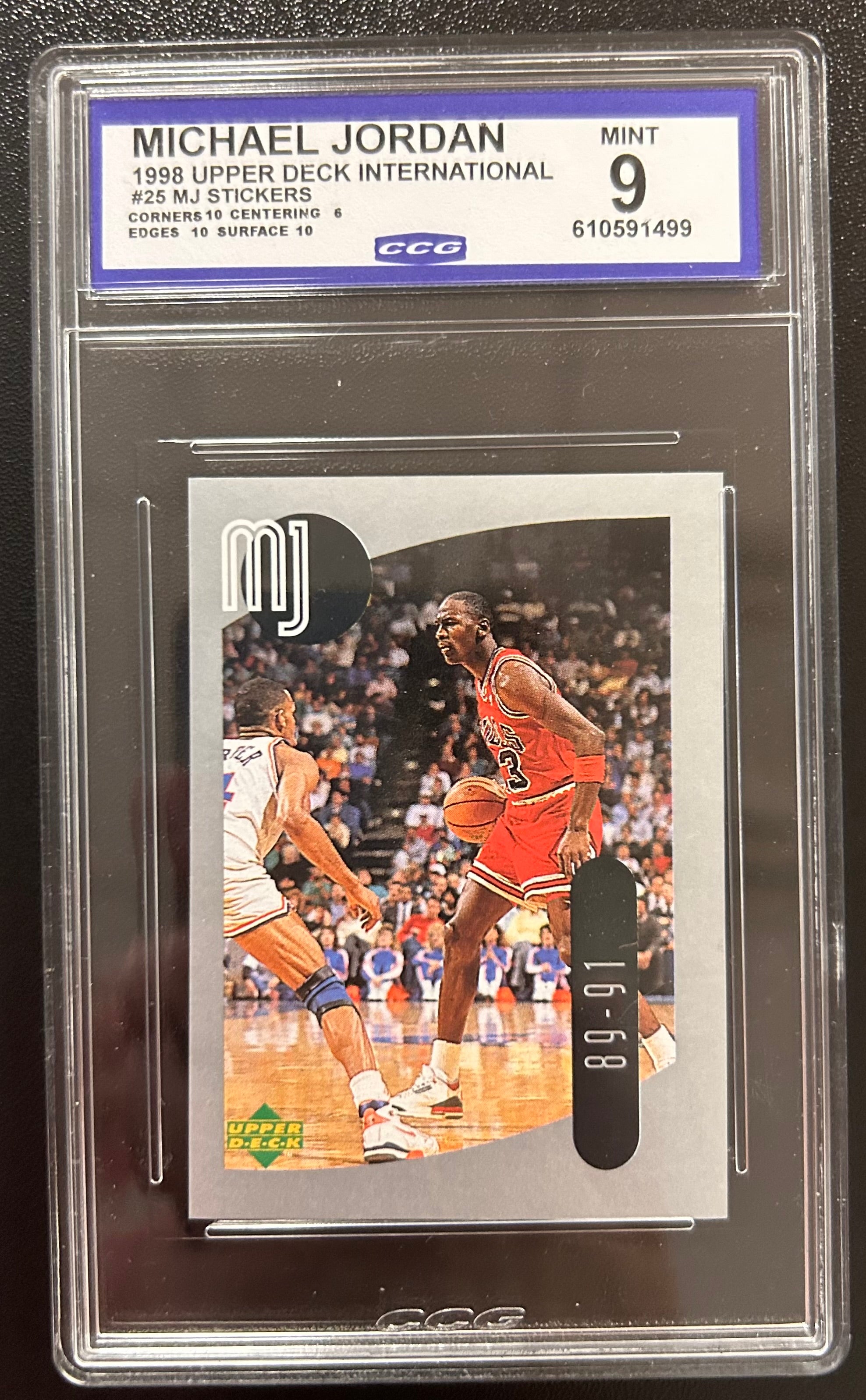 Michael Jordan 1998 Upper Deck Int'l #25 MJ Stickers CCG 9 Mint