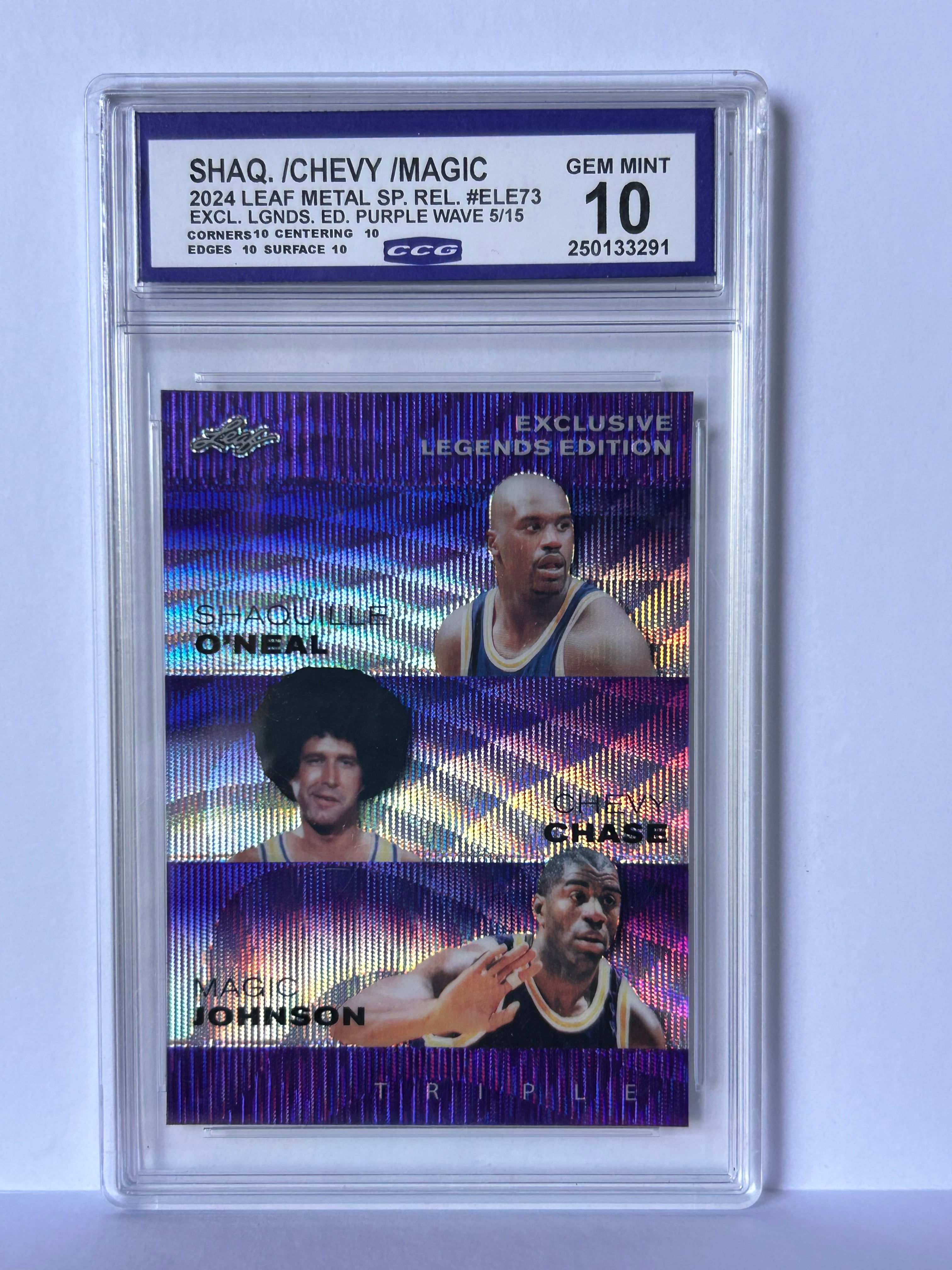 Shaq./Chevy/Magic 20224 Leaf Metal Sp. Rel. #ELE73 Excl. Lgnds. Ed. Purple Wave 5/15