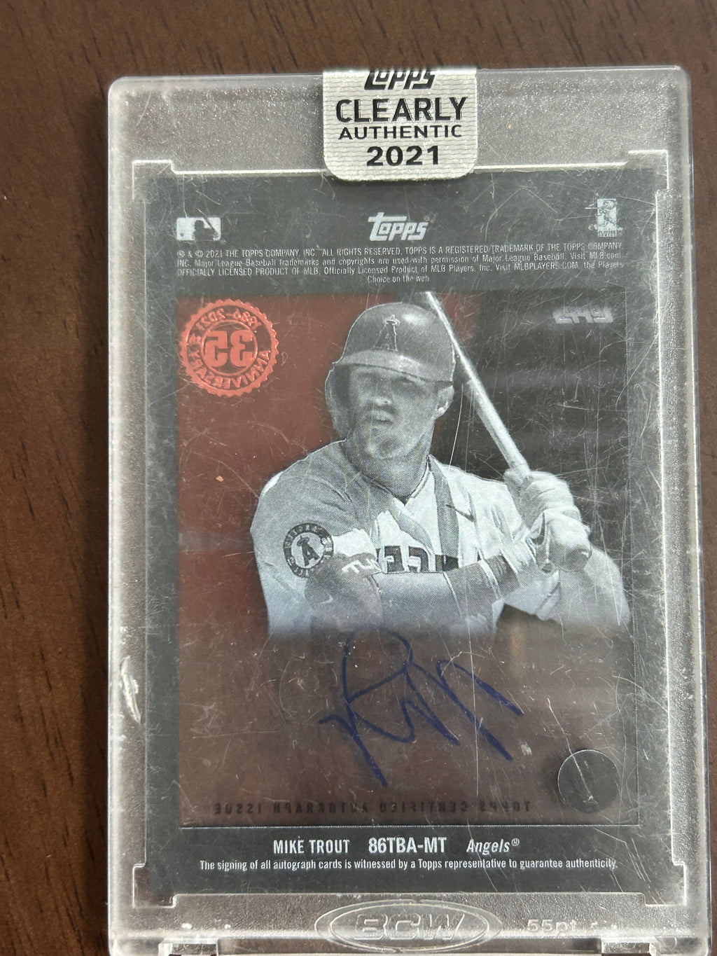Mike Trout 2021 Topps Clearly Authentic # 86TBA-MT Autographed