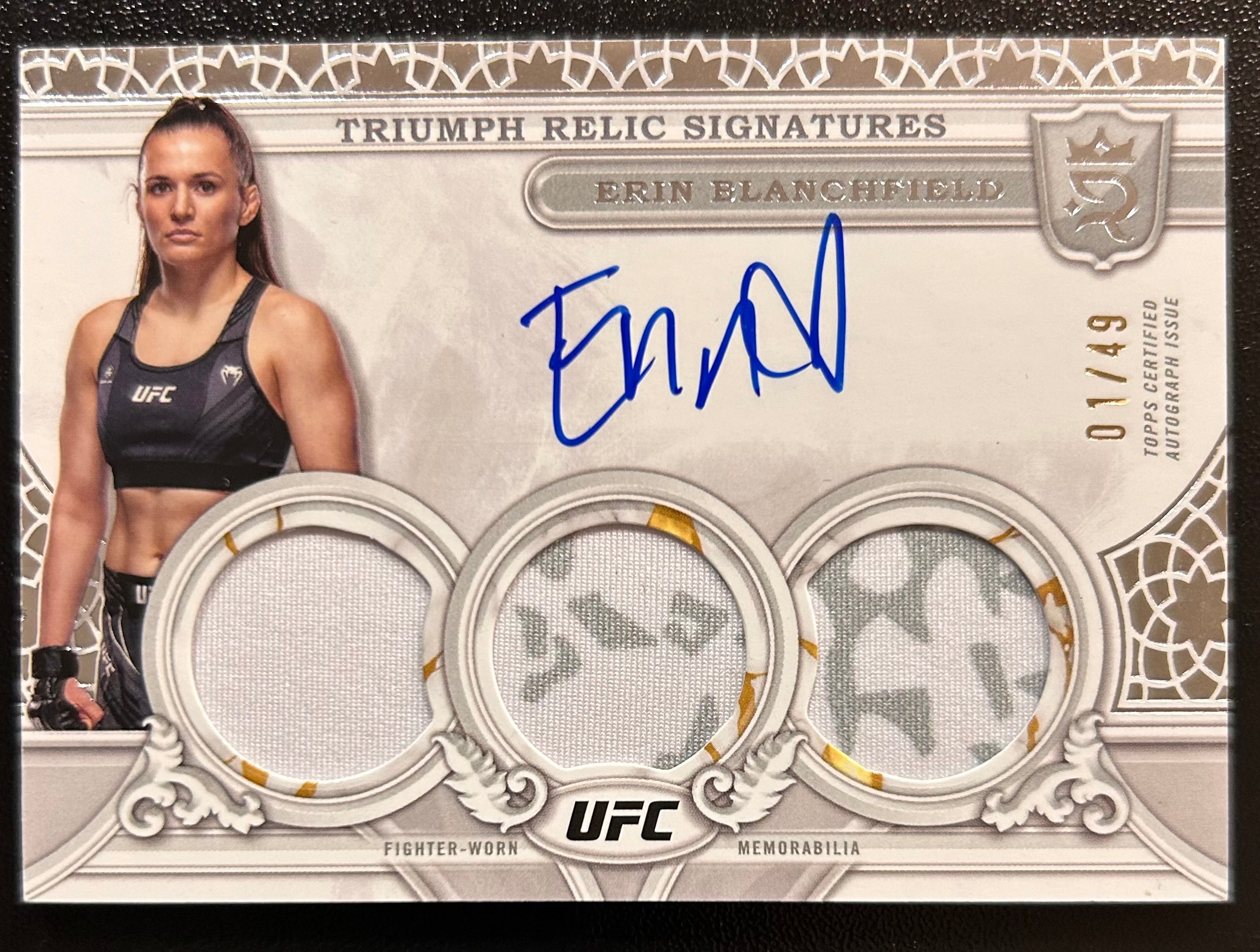Erin Blanchfield 2024 Topps UFC #TRS-EBD Triumph Relic Signatures 01/49