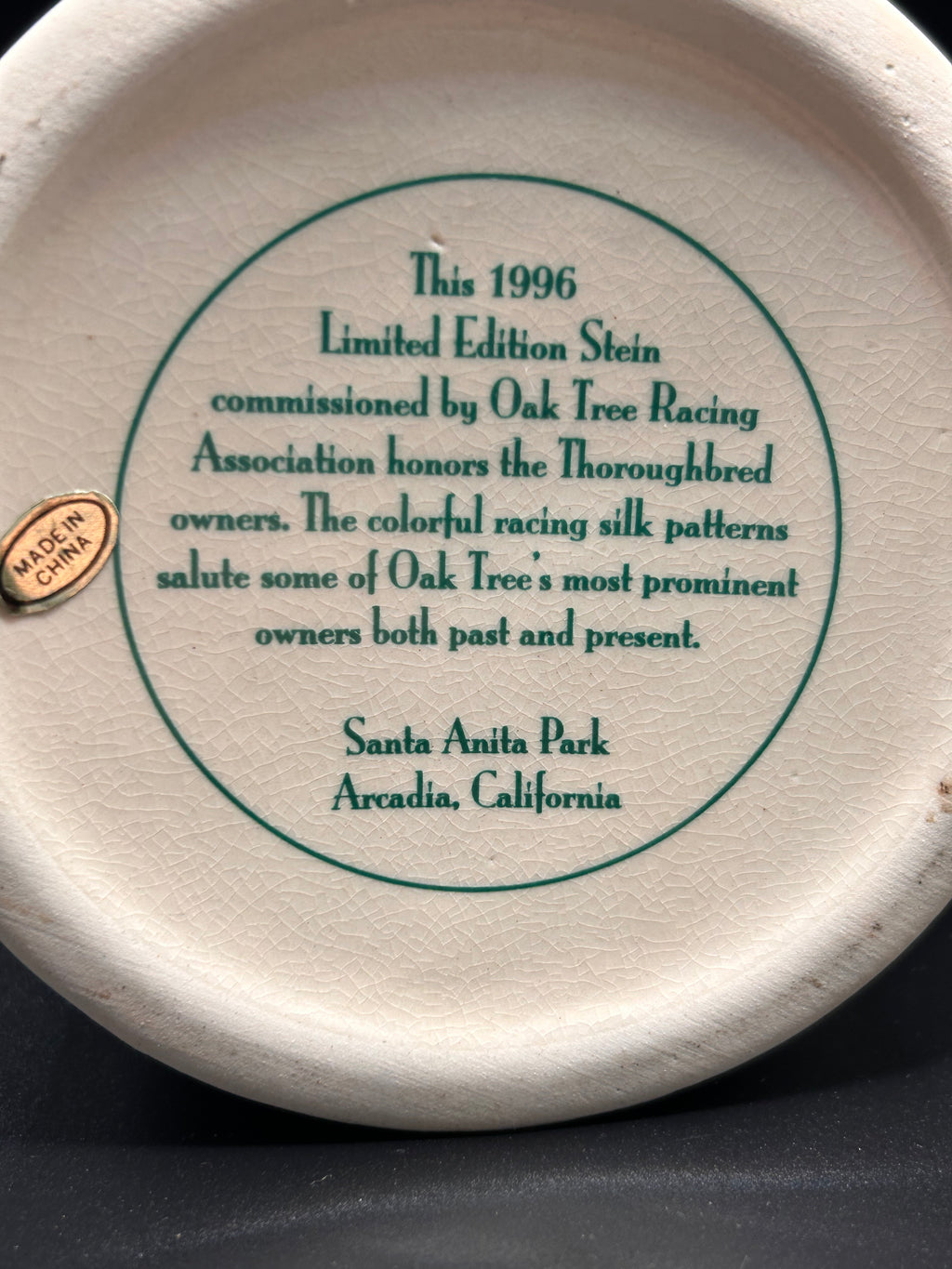 1996 Oak Tree Racing Commemorative Stein