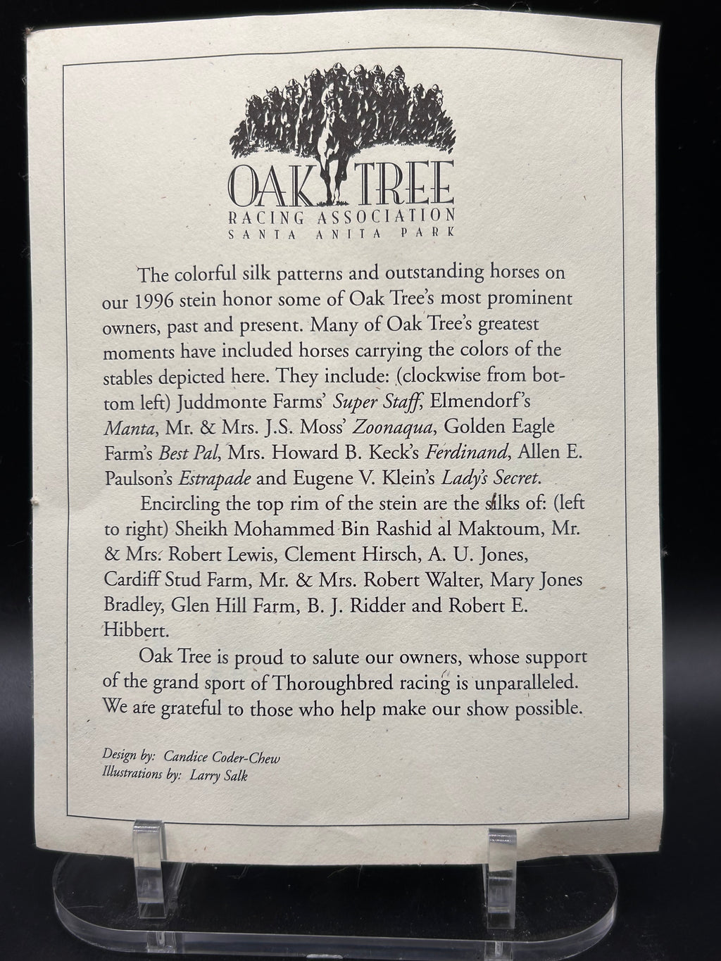 1996 Oak Tree Racing Commemorative Stein