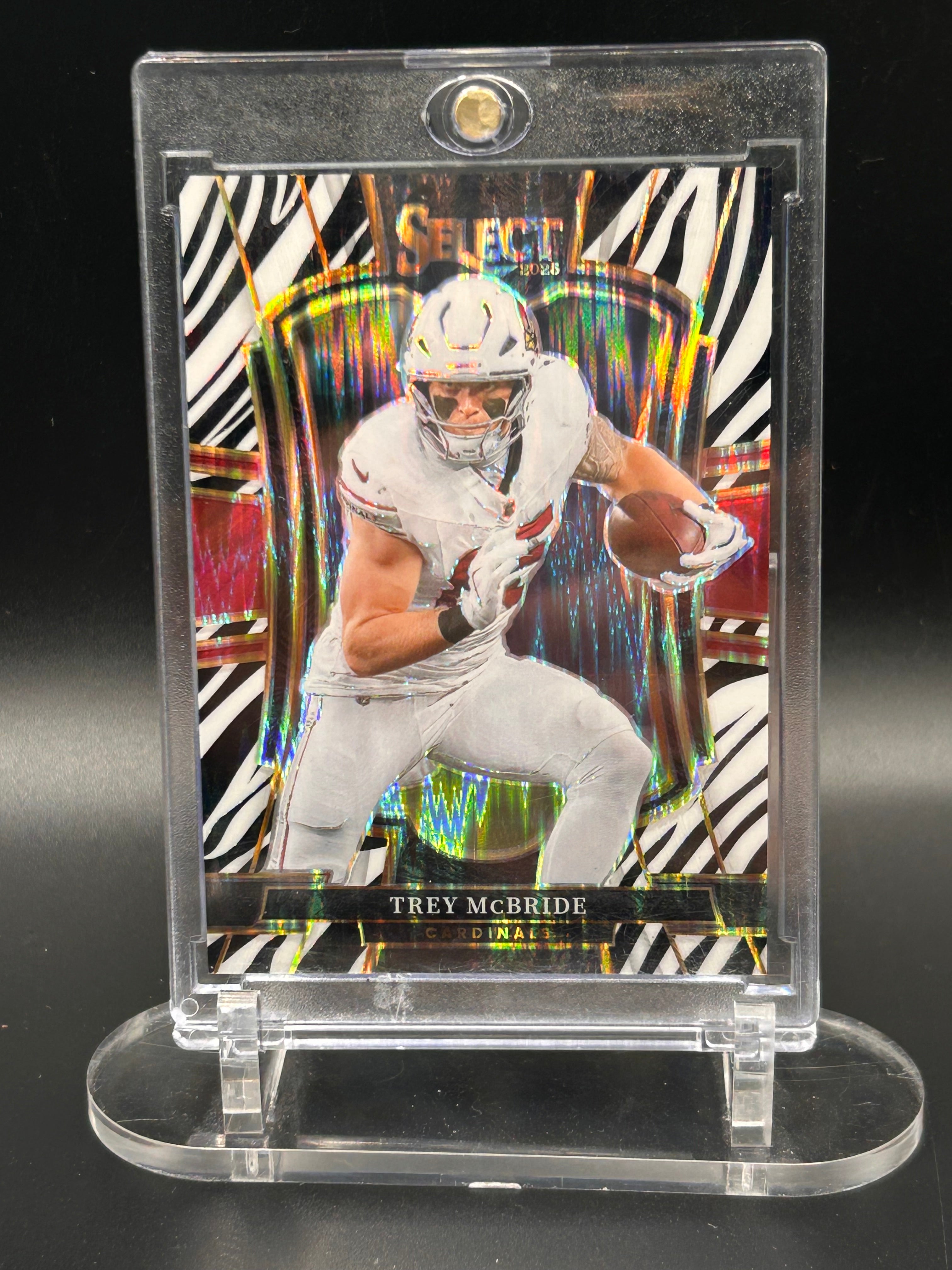 Trey McBride #124 2025 Panini Select Premier Level Zebra Prizm
