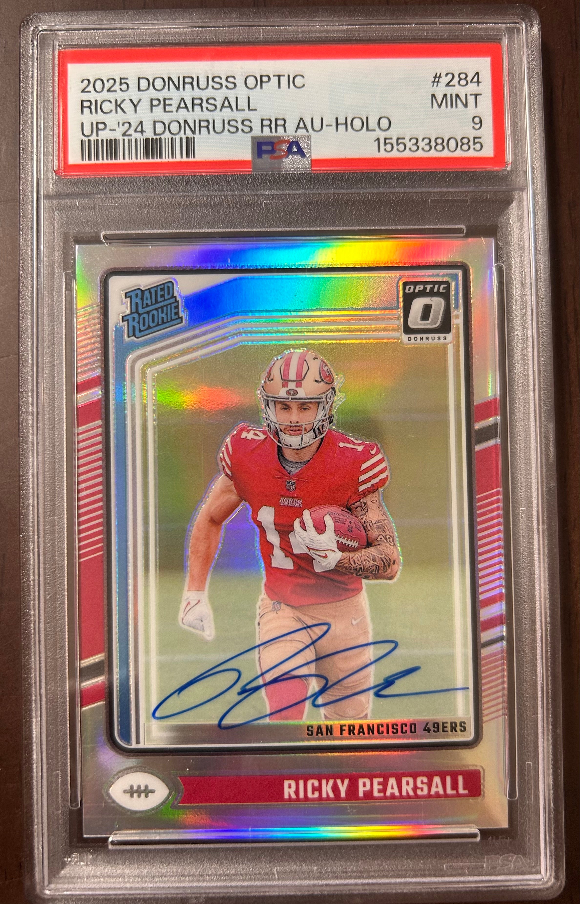 [38085] Ricky Pearsall 2025 Donruss Optic #284 UP-24 RR Auto-Holo 004/150