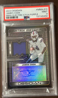[45456] James Cook 2023 Obsidian #MMAJCO Matrix Material Electric Etch Purple Autograph 05/75 relic PSA 9
