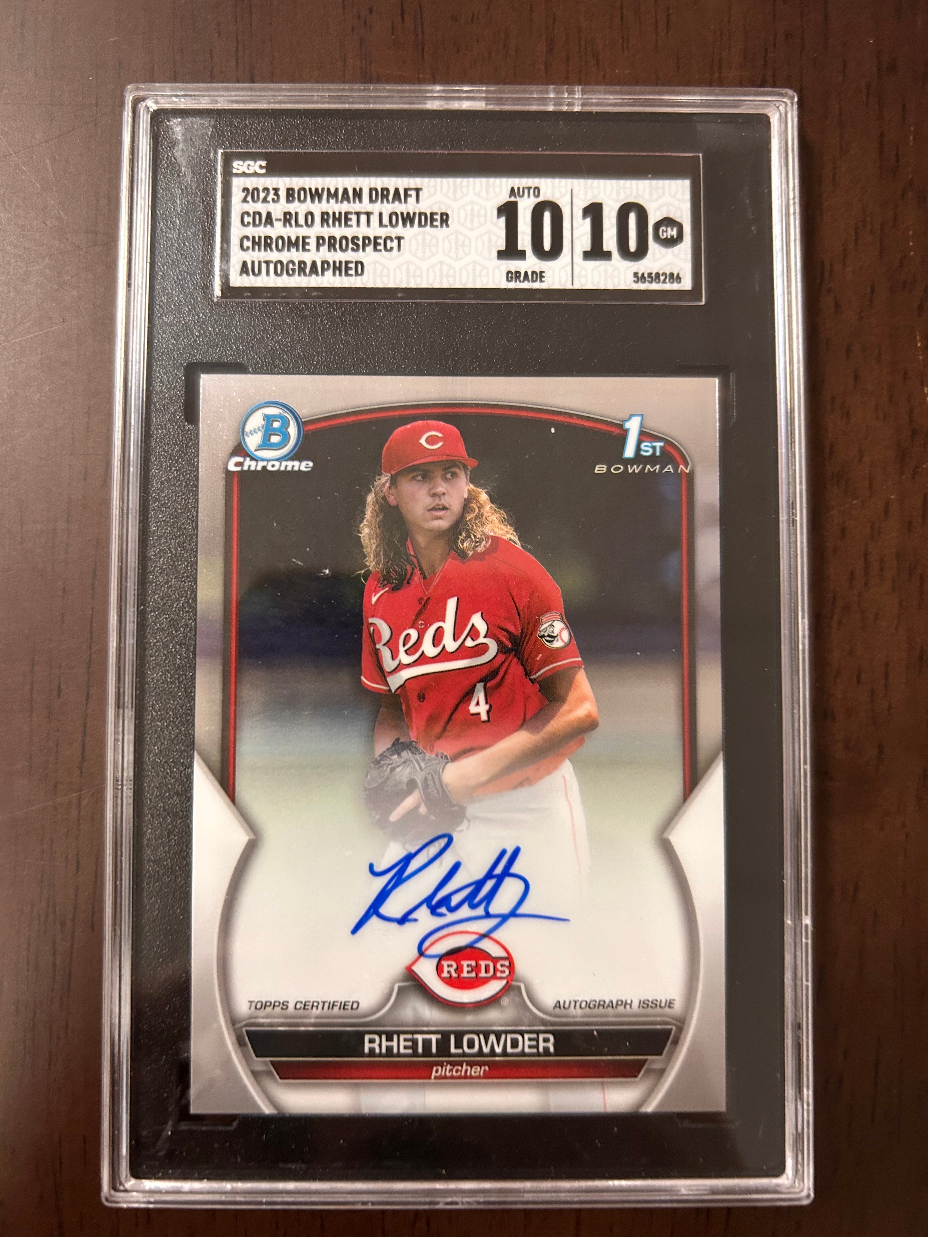 Rhett Lowder 2023 Bowman Draft #CDA-RLO Chrome Prospect Autographed SCG 10