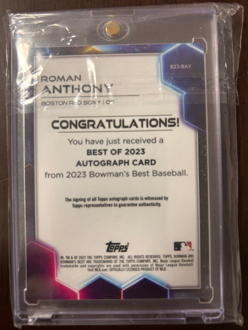Roman Anthony 2023 Topps Bowman #B23-RAY Bowman's Best Baseball Autographed