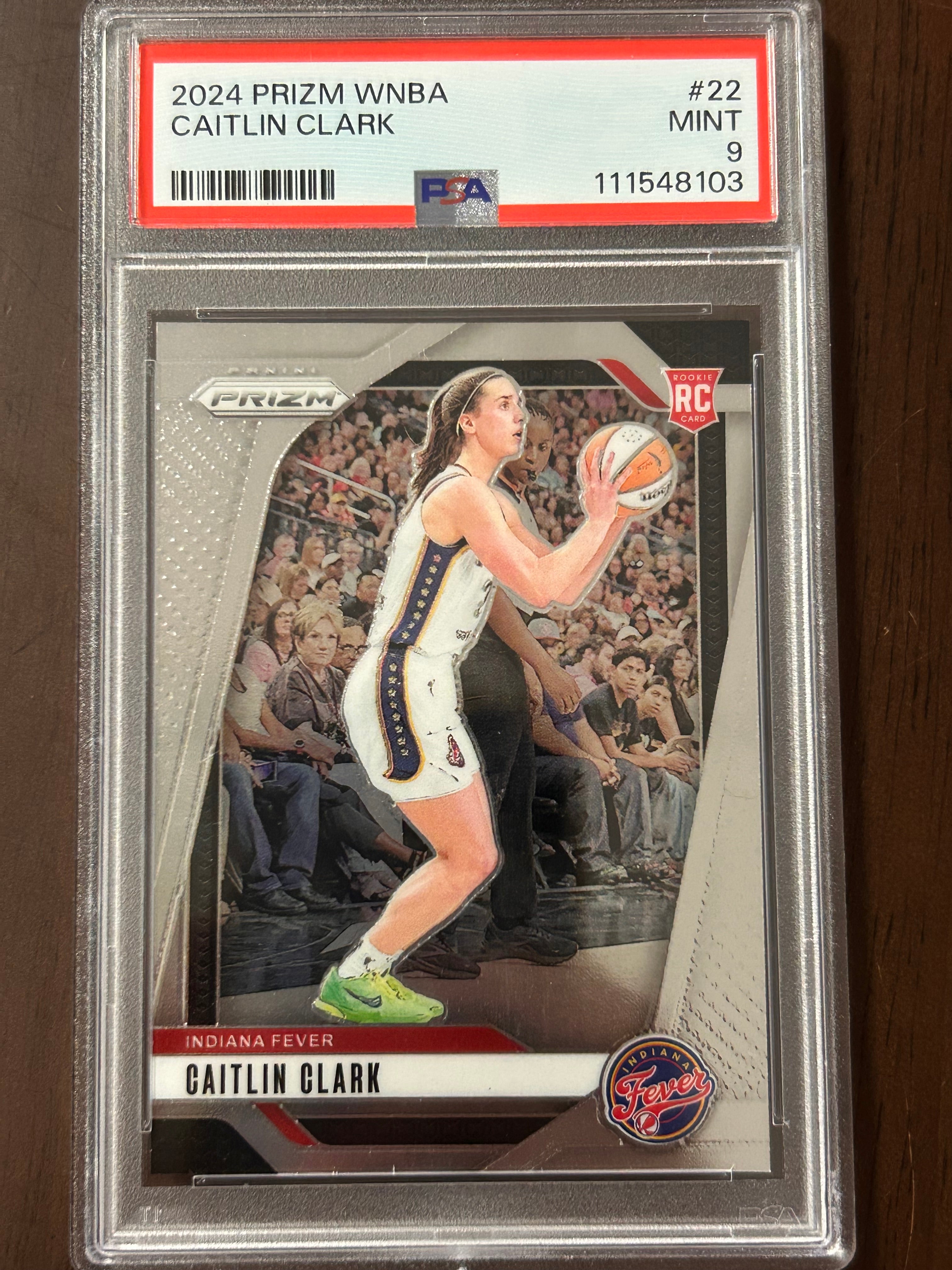 [48103] Caitlin Clark 2024 Prizm WNBA #22 Rookie PSA 9