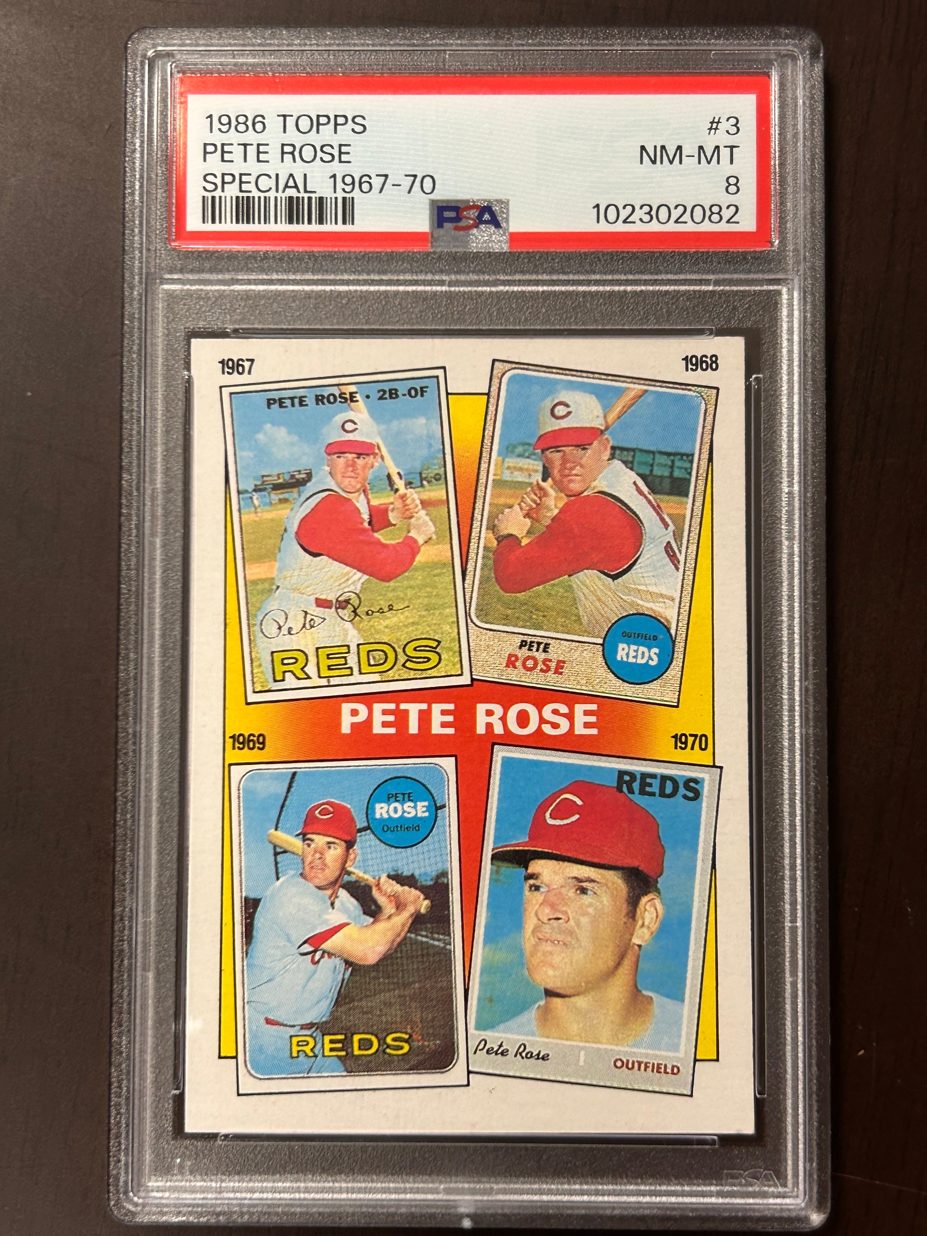 [02082] Pete Rose 1986 Topps #3 Special 1967-70 PSA 8