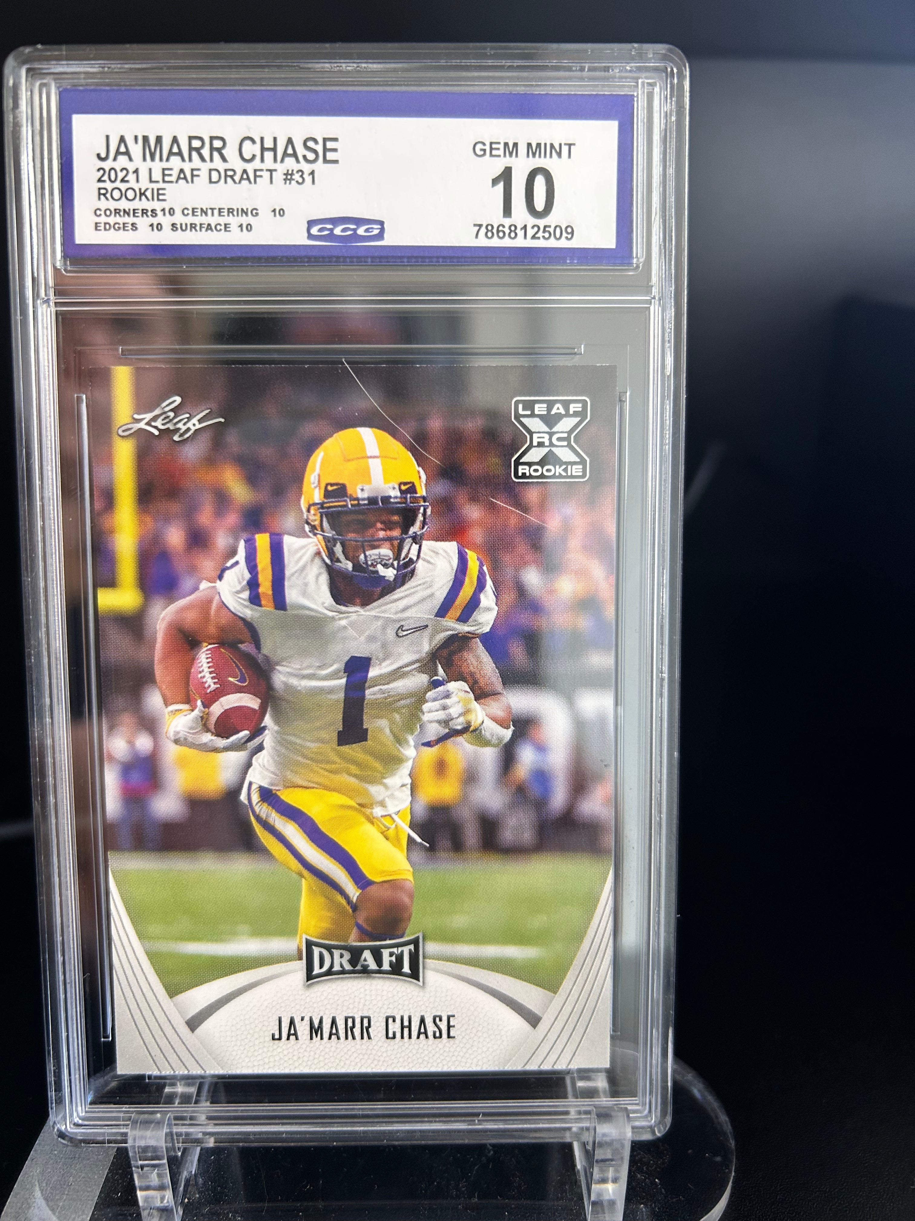 Ja'Marr Chase 2021 Leaf Draft #31 Rookie CCG Gem Mint 10