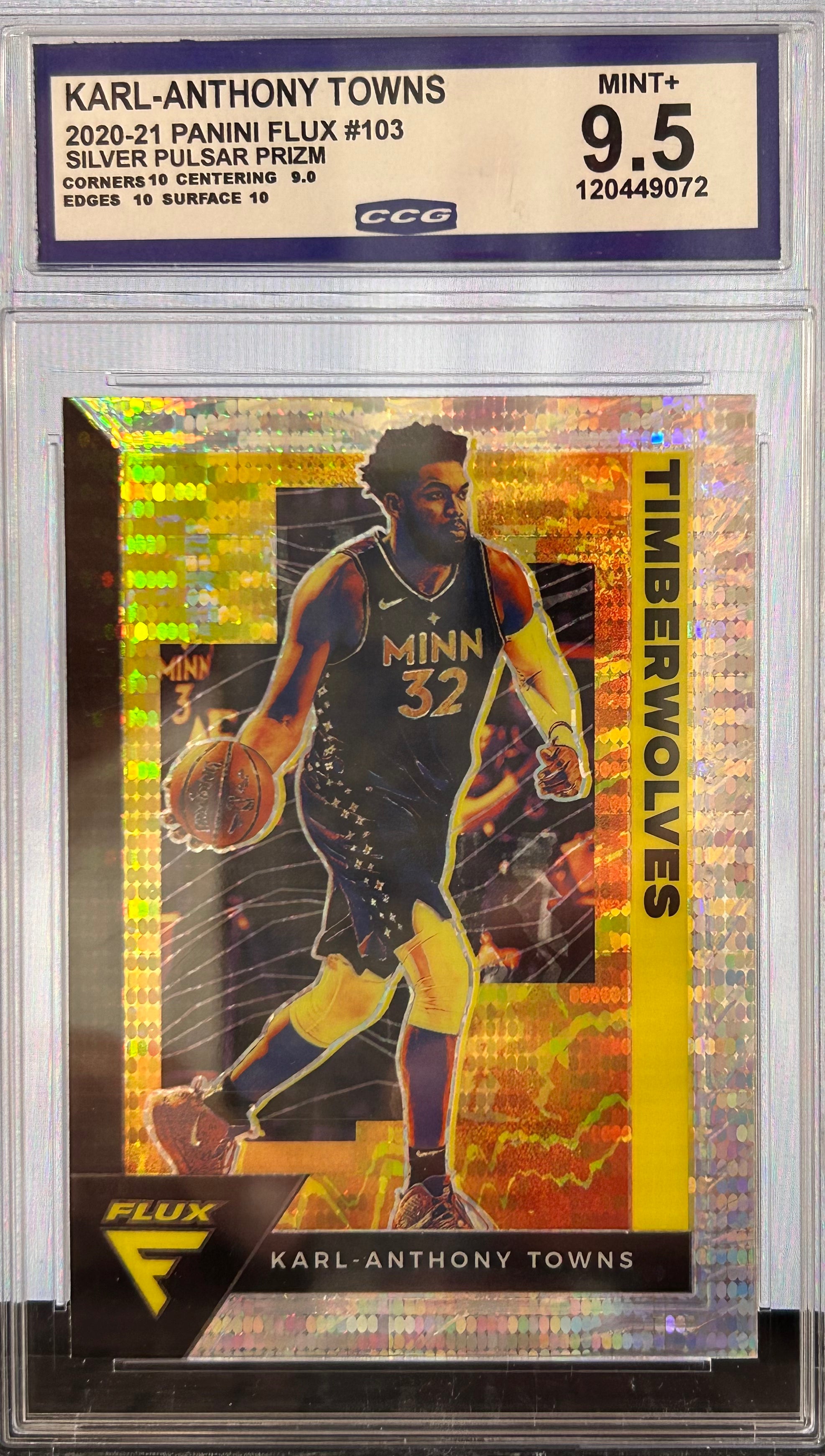 Karl-Anthony Towns 2020-21 Panini Flux #103 Silver Pulsar Prizm