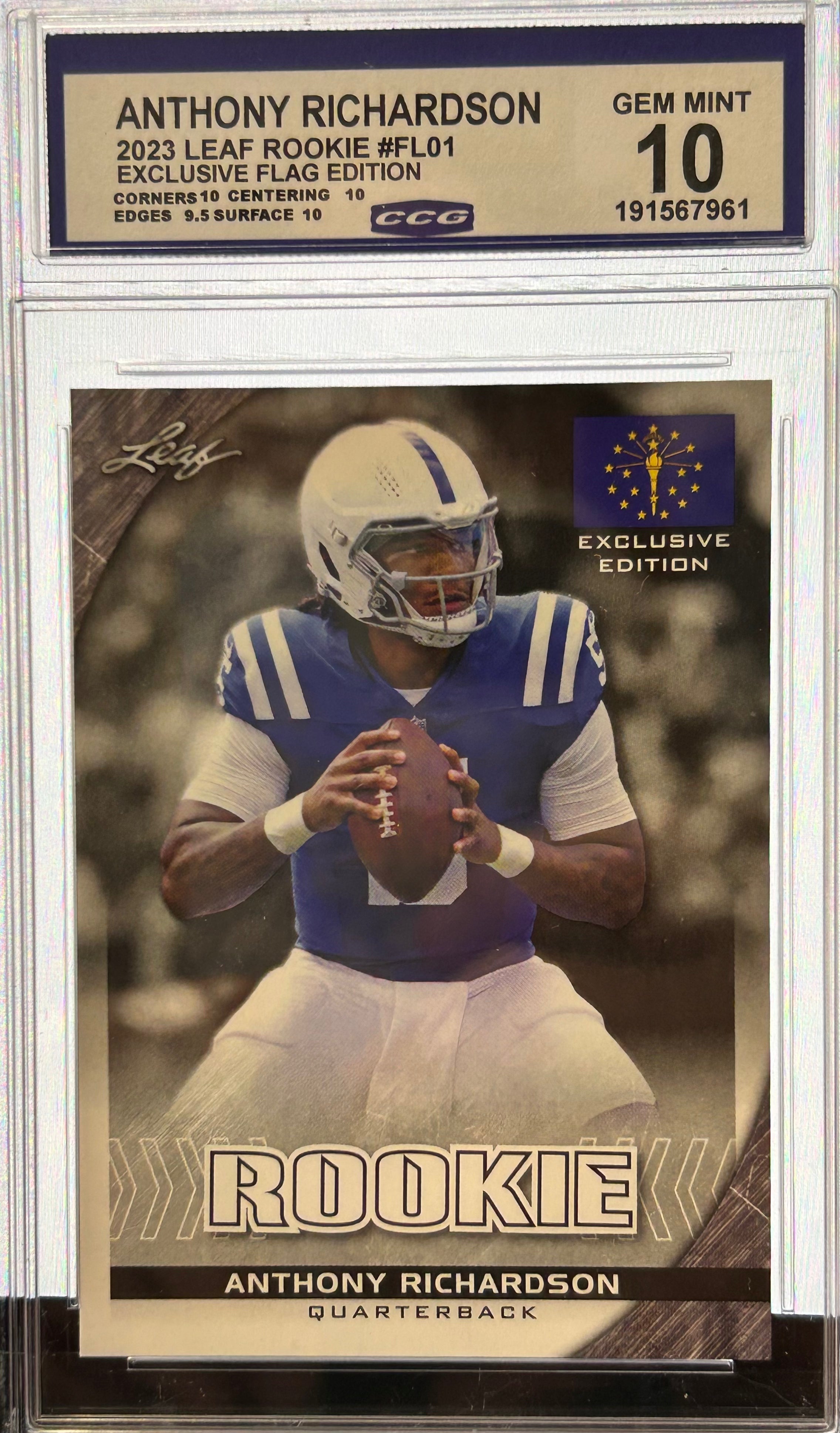 ANTHONY RICHARDSON 2023 Leaf Rookie #FL01 Exclusive Flag Edition Gem Mint 10