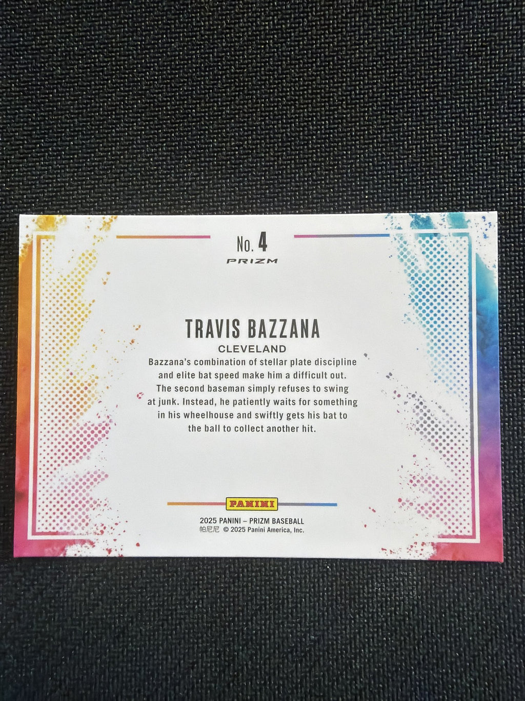 2025 Panini Prizm Travis Bazzana Color Blast #4 back