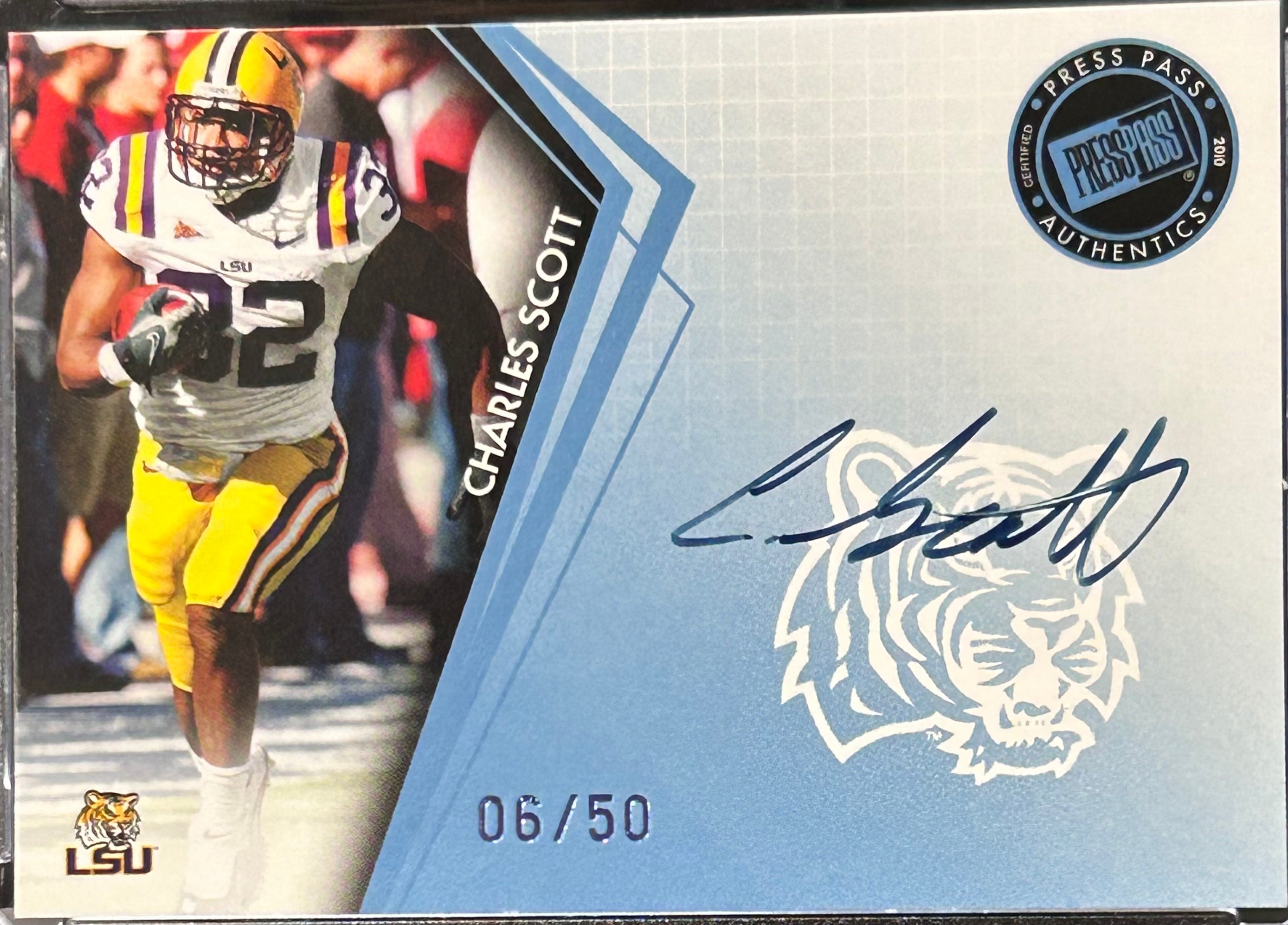 Charles Scott 2010 PressPass LSU #PPS-CS Auto 06/50