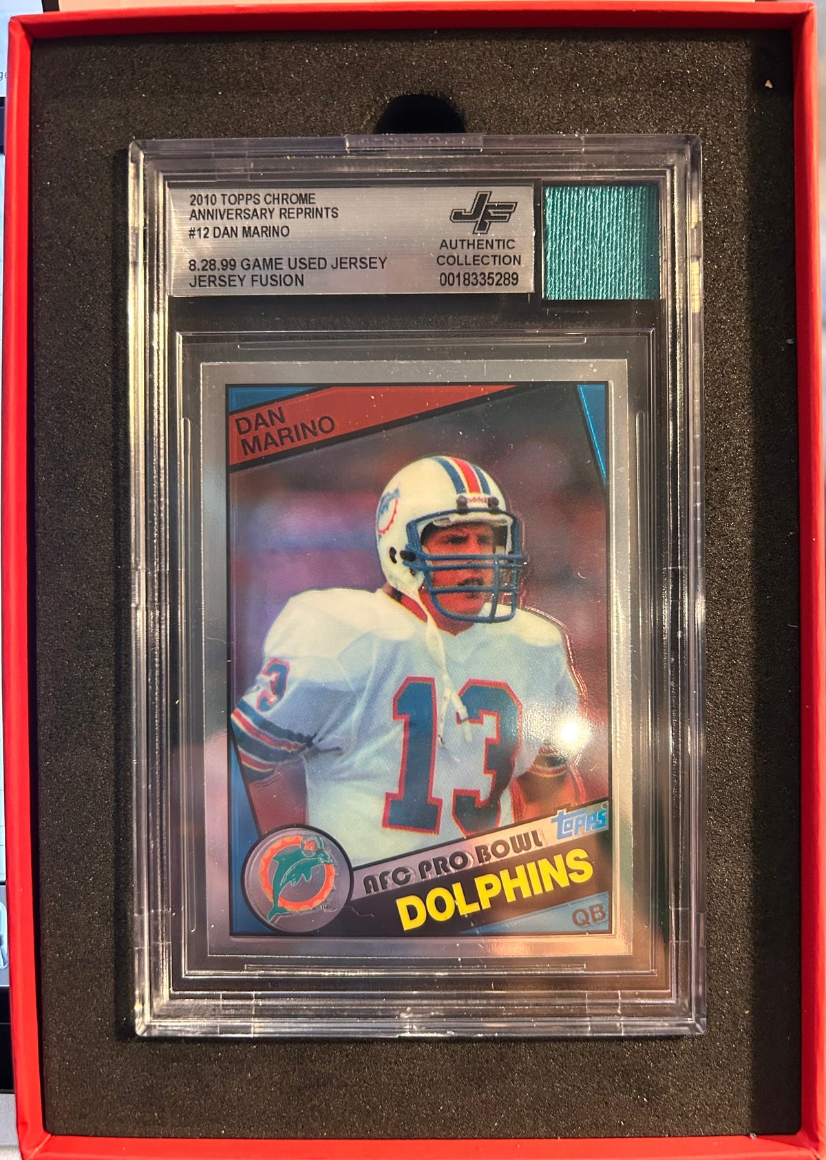 Dan Marino 2010 Topps Chrome Anniversary Reprints #12 8.28.99 Game Used Jersey from Jersey Fusion