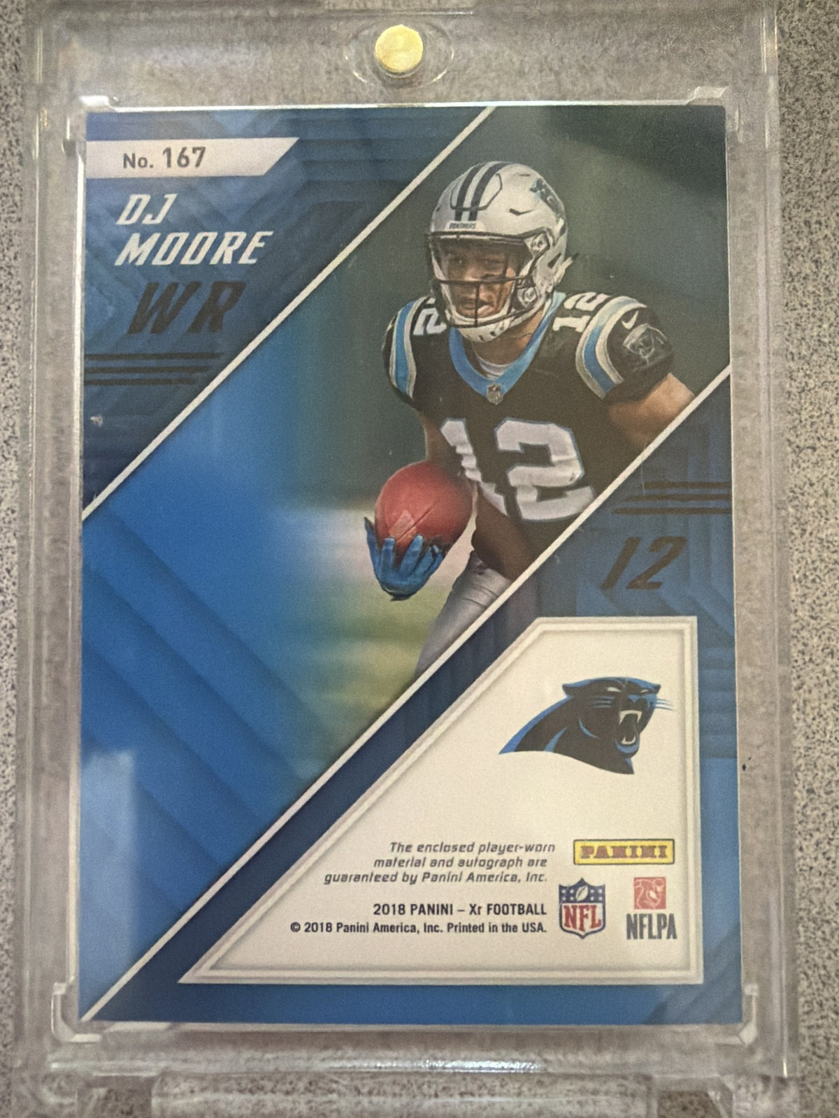 2018 Panini XR Rookie Patch Autograph #167 D.J. Moore 21/25 back