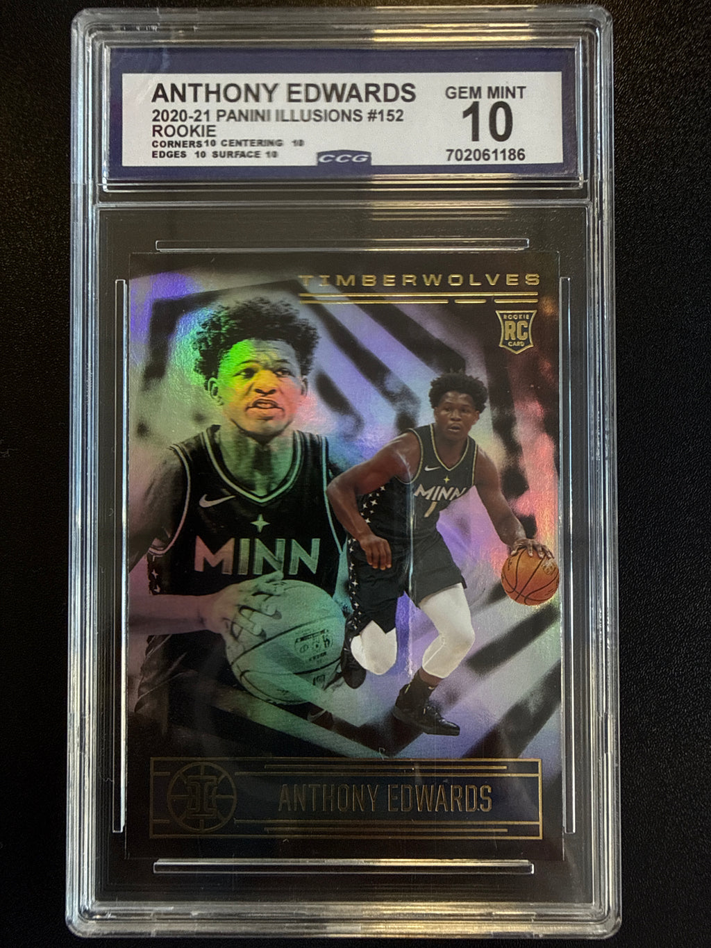 2020-21 Panini Illusions #152 Anthony Edwards Rookie RC Minnesota Timberwolves CCG 10 front