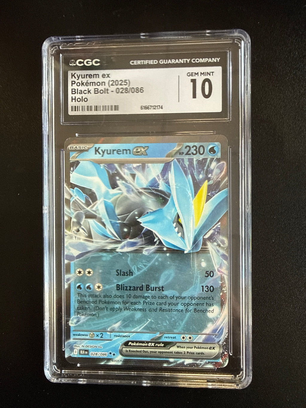 2025 Pokemon Black Bolt #028/086 Kyurem ex Holo CGC 10 front