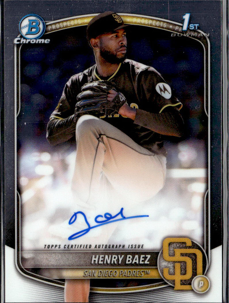 2025 Bowman Chrome #CPA-HBA Henry Baez Prospect Autographs Speckle #/299 front