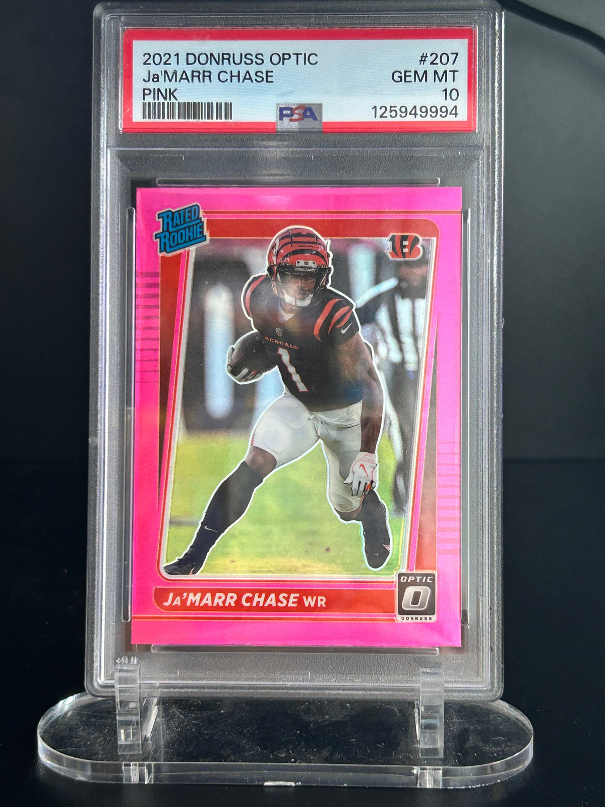 Ja'Marr Chase 2021 Donruss Optic #207 Pink Rookie PSA Gem Mint 10
