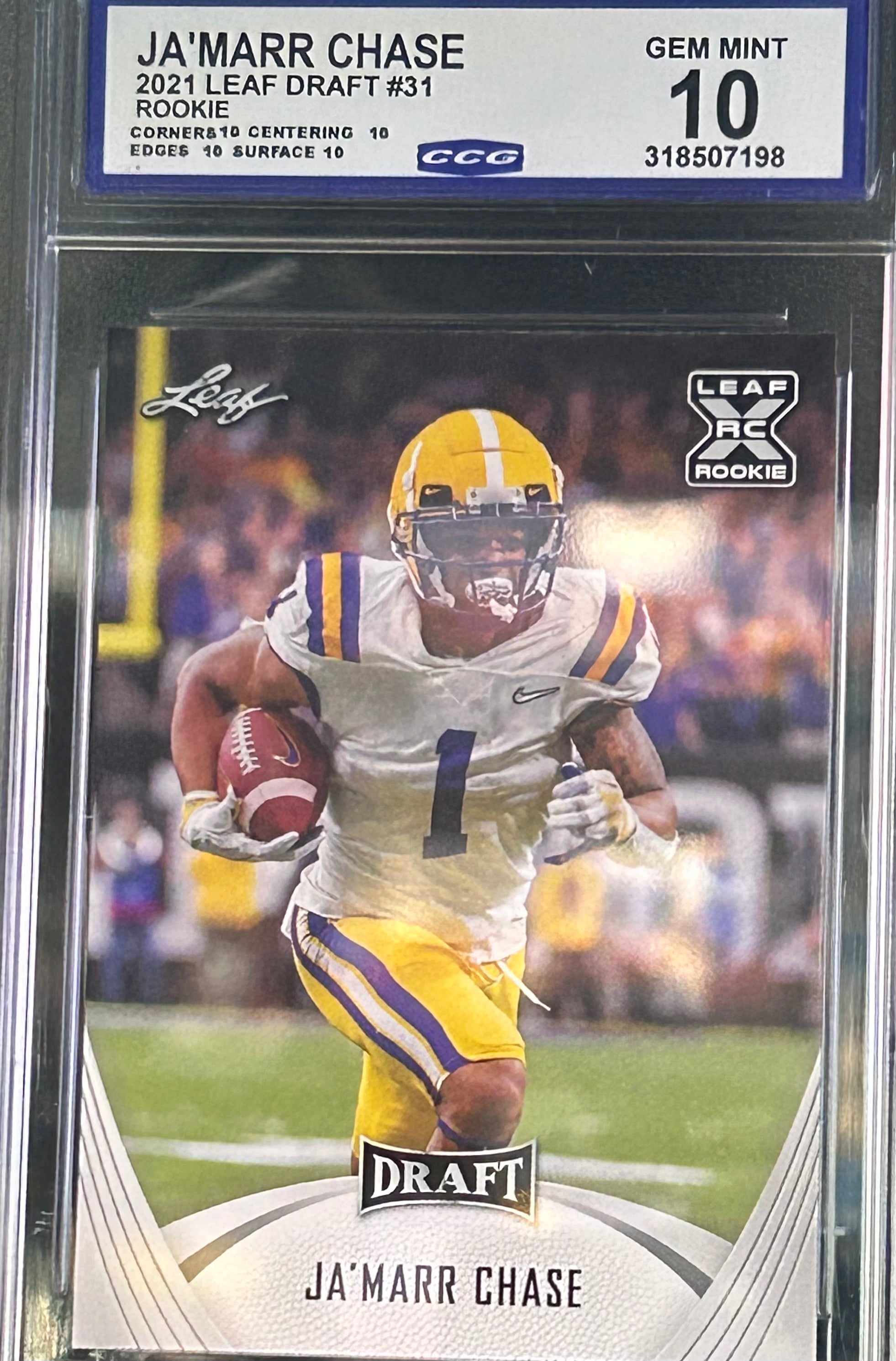 Ja'Marr Chase 2021 Leaf Draft #31 Rookie Gem Mint 10
