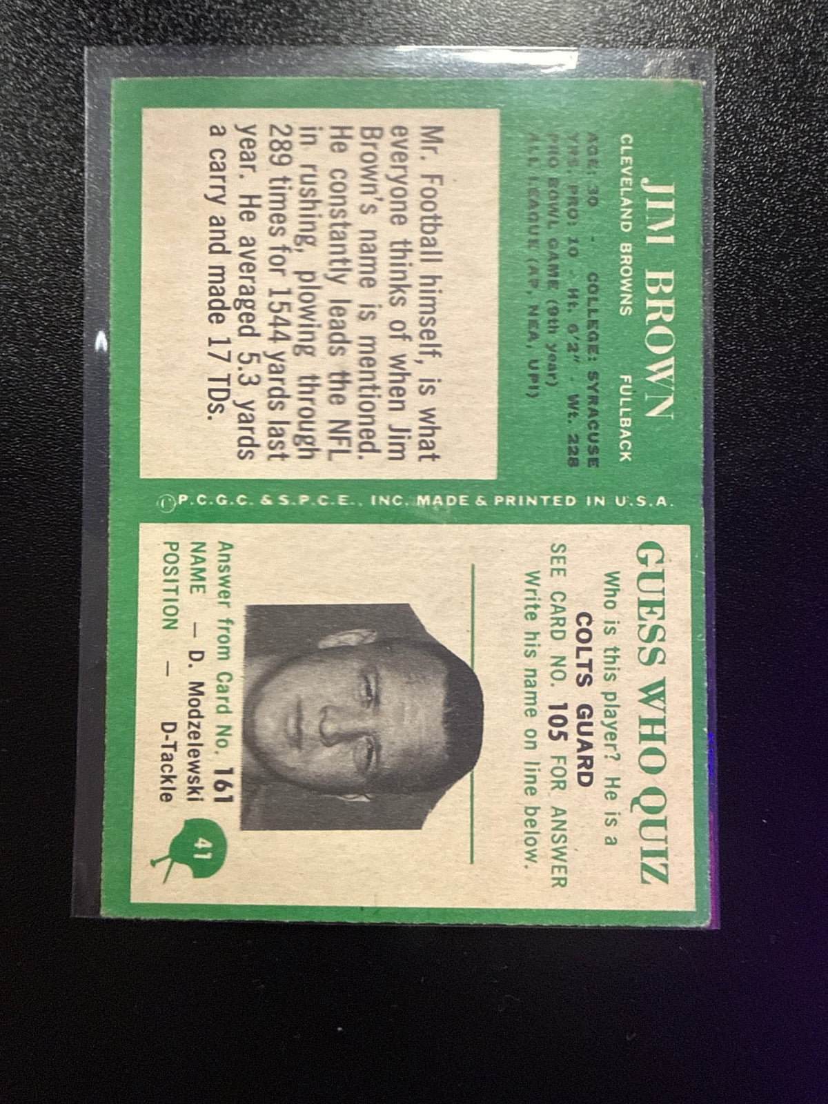 1966 Philadelphia #41 Jim Brown Cleveland Browns back
