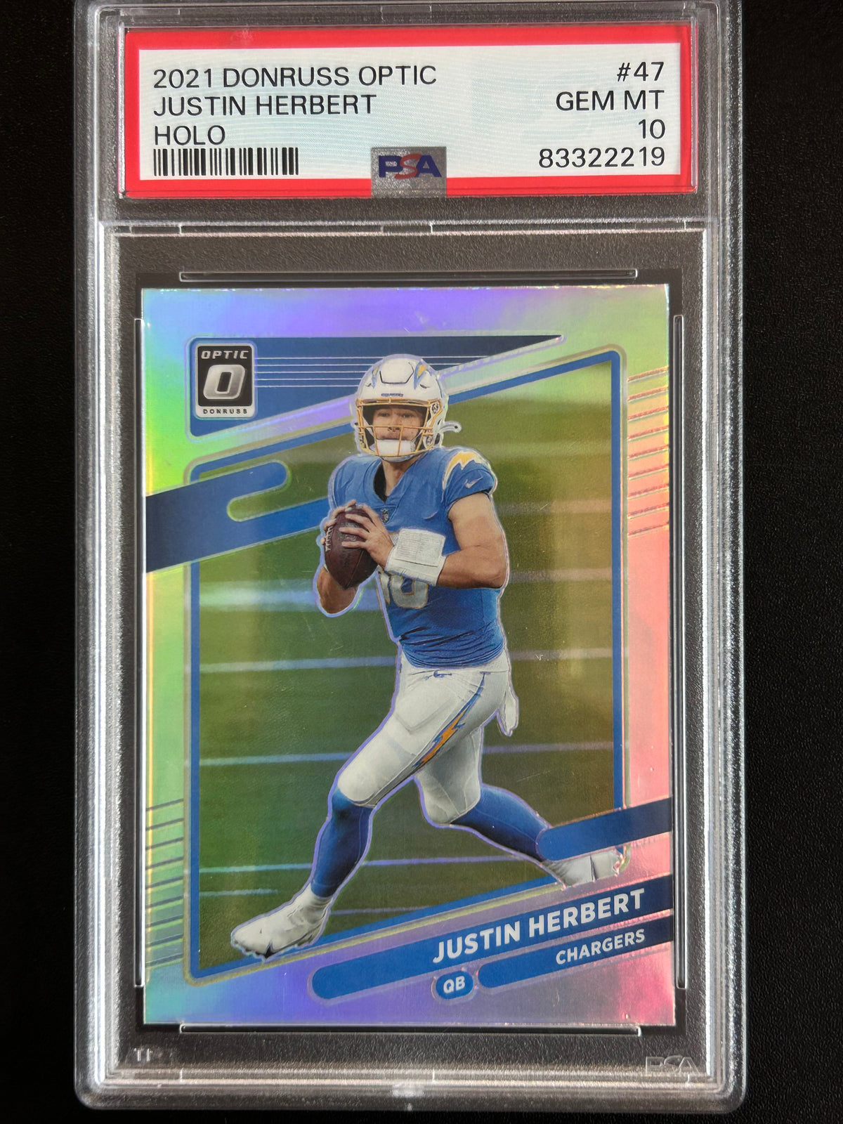 Justin Herbert 2021 Donruss Optic #47 Holo PSA 10