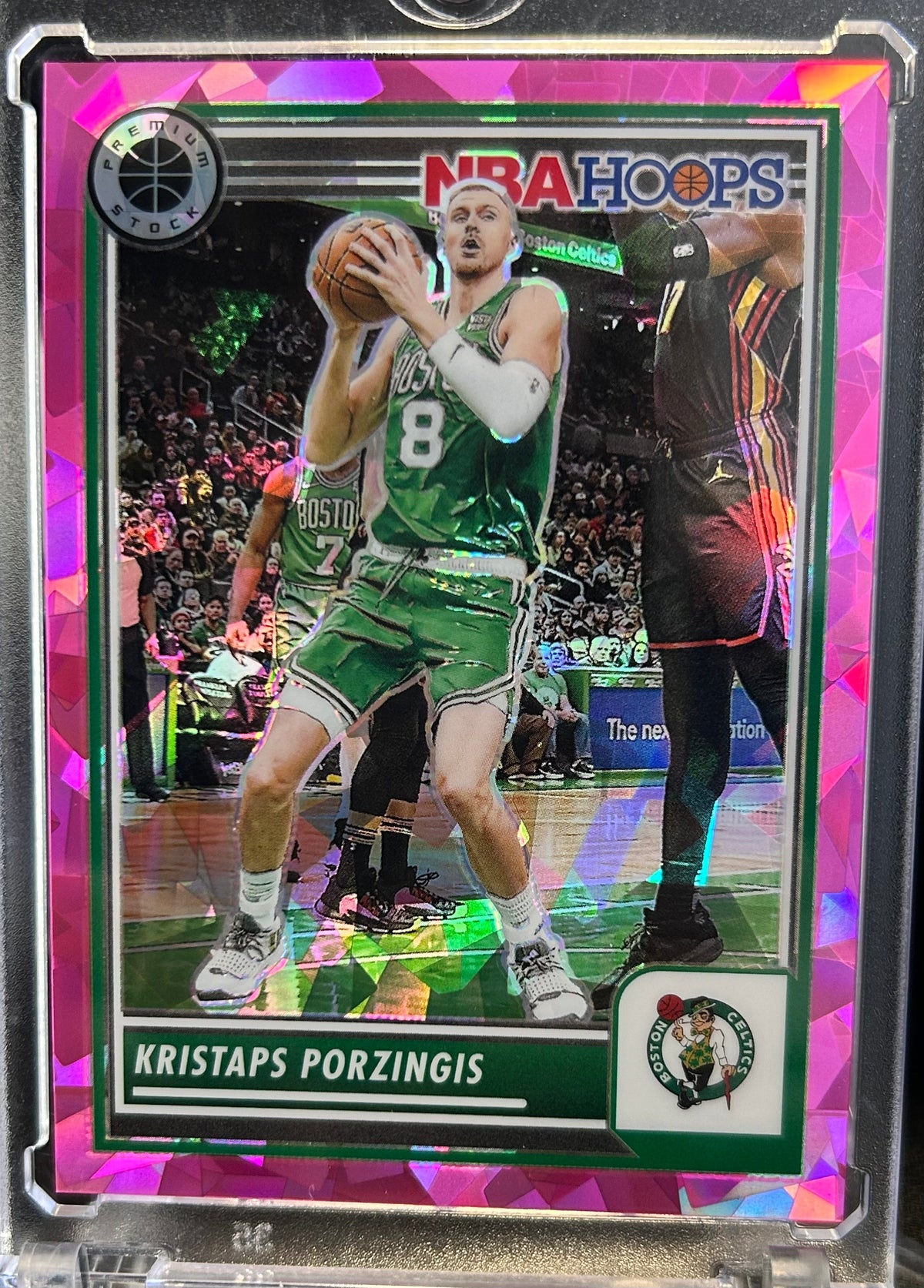 Kristaps Porzingis 2023-24 Panini Premium Stock #2 Pink Holo Cracked Ice 10/35