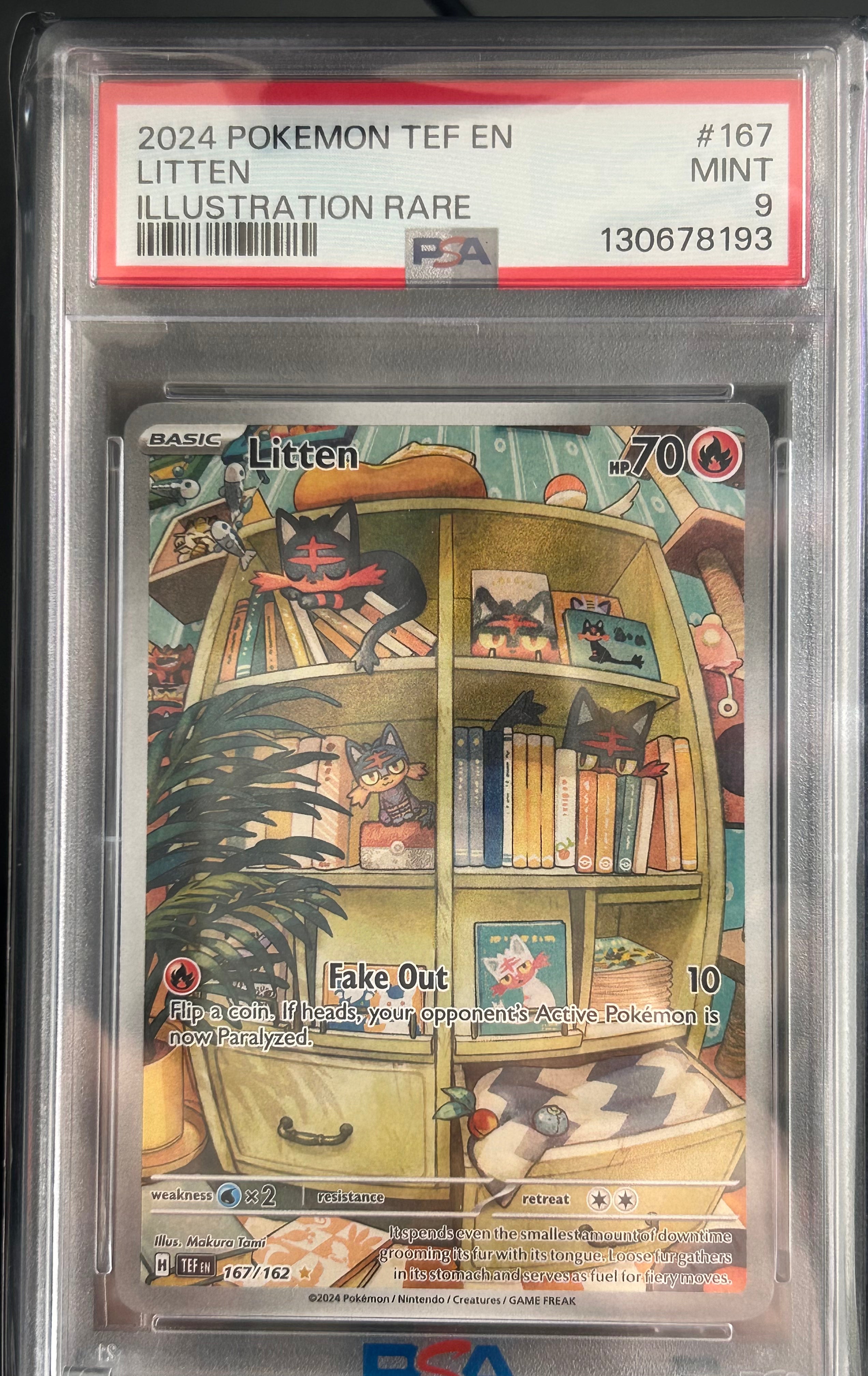 2024 Pokemon Tef En Litten #167 Illustration Rare PSA Mint 9
