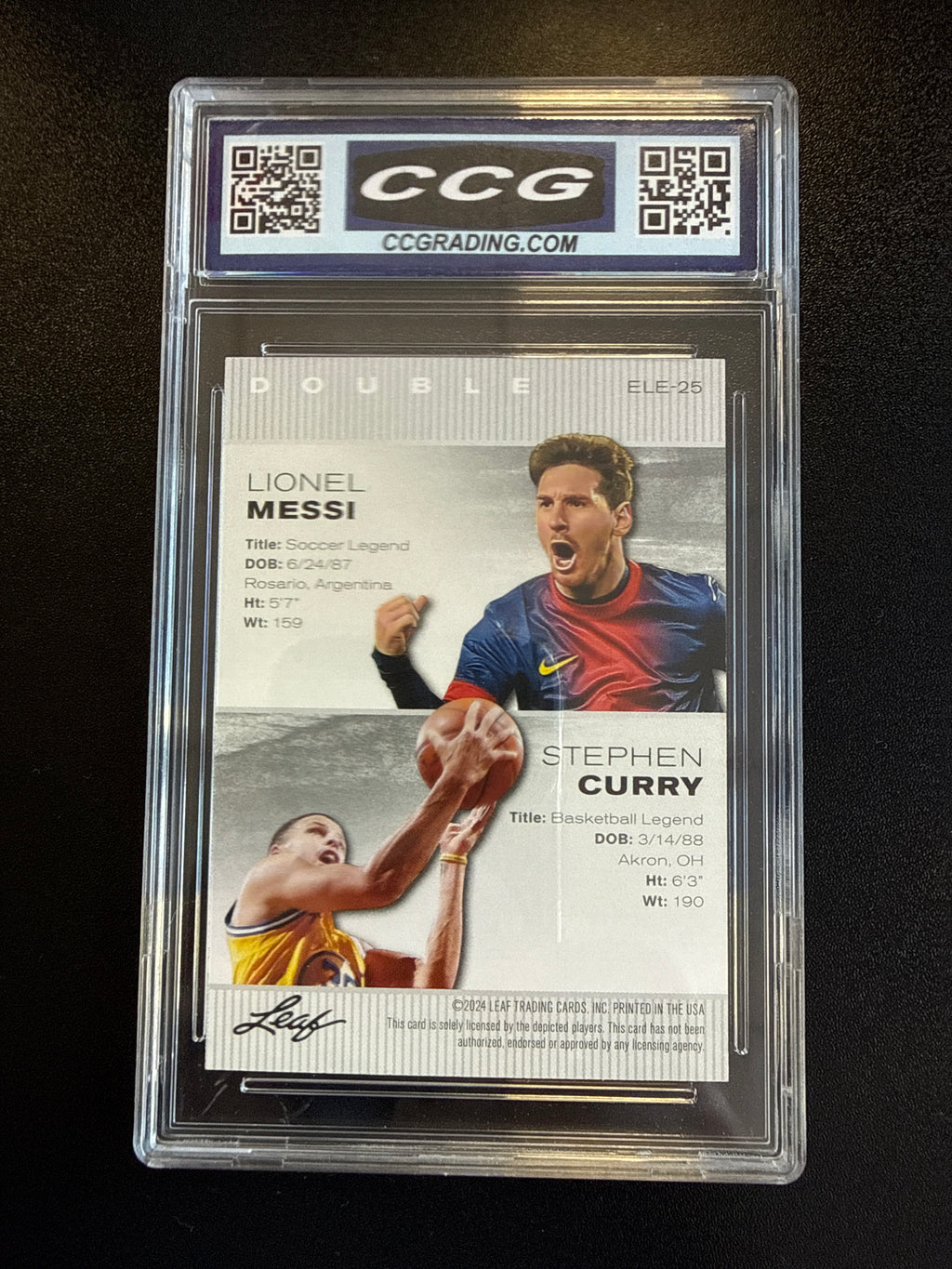 2024 Leaf Special Release #ELE25 Messi/Curry Exclusive Legends Edition Double CCG 10 back