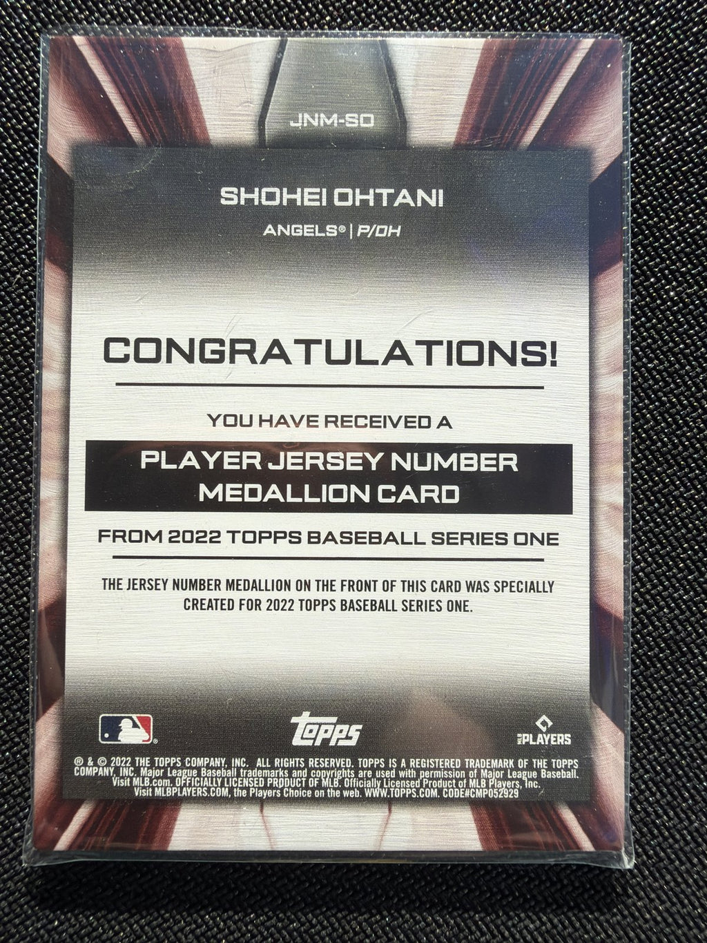2022 Topps Series One Shohei Ohtani Jersey Number Medallion JNM-SO back