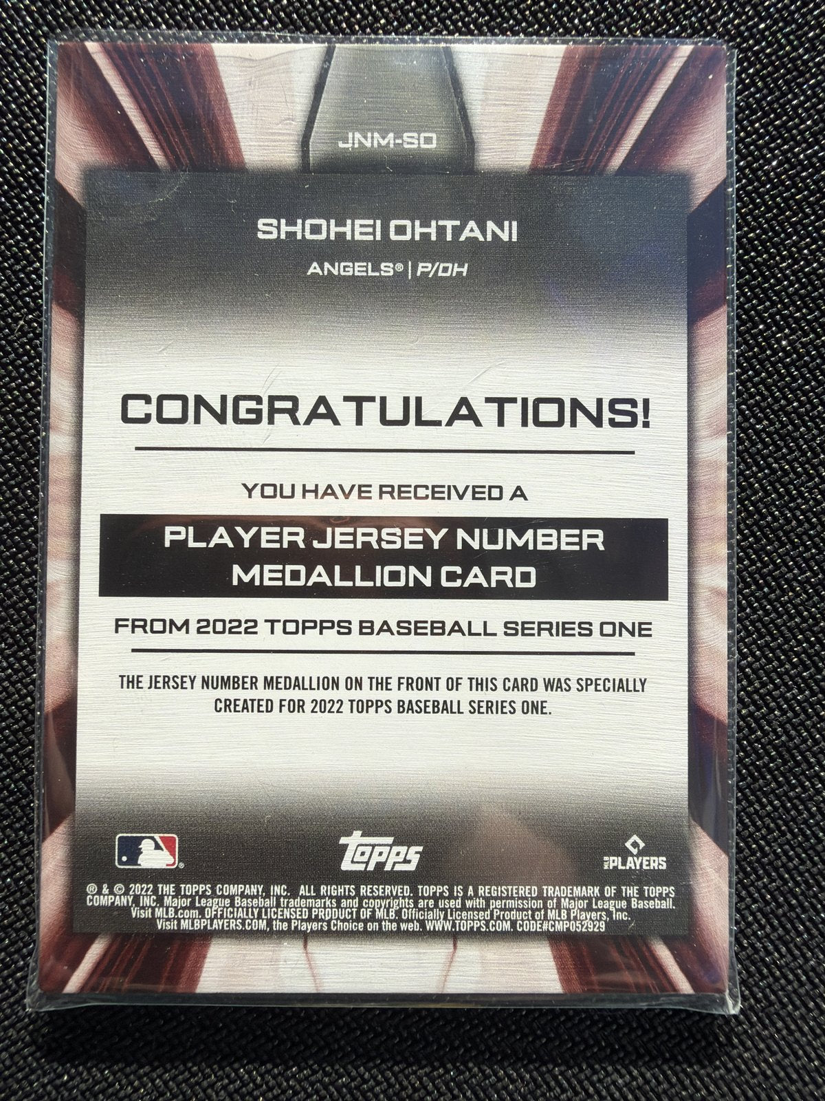 2022 Topps Series One Shohei Ohtani Jersey Number Medallion JNM-SO back