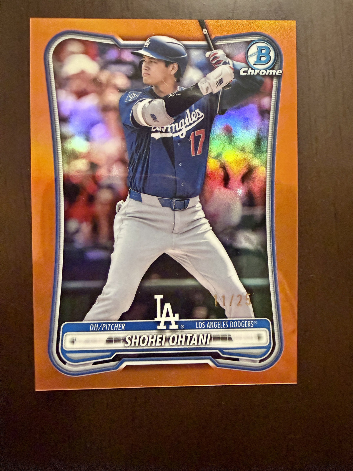 2026 Bowman Chrome Orange Refractor #100 Shohei Ohtani 11/25 front