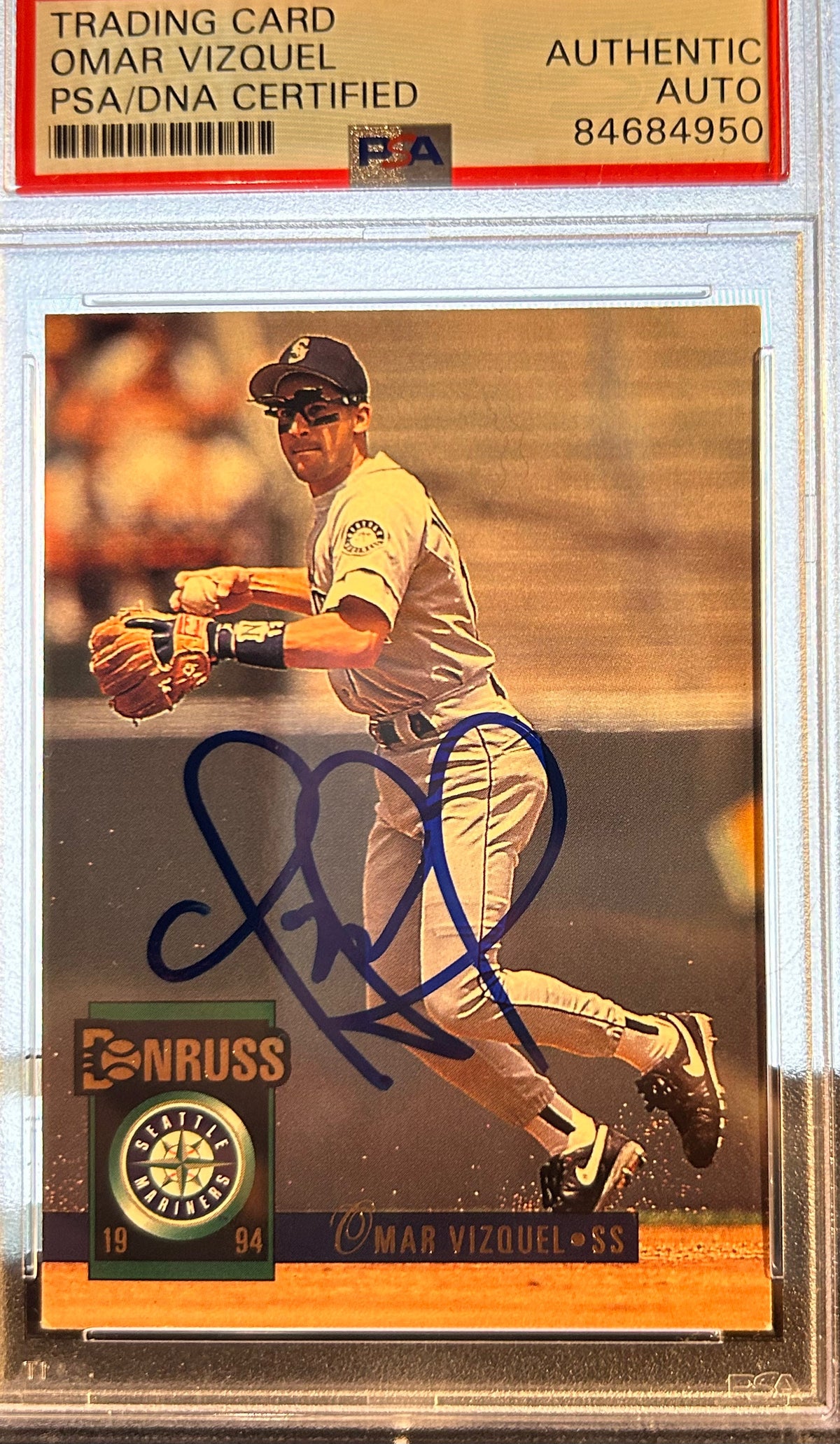 Omar Vizquel PSA/DNA Certified Authentic Auto on-card Donruss 1994 #328