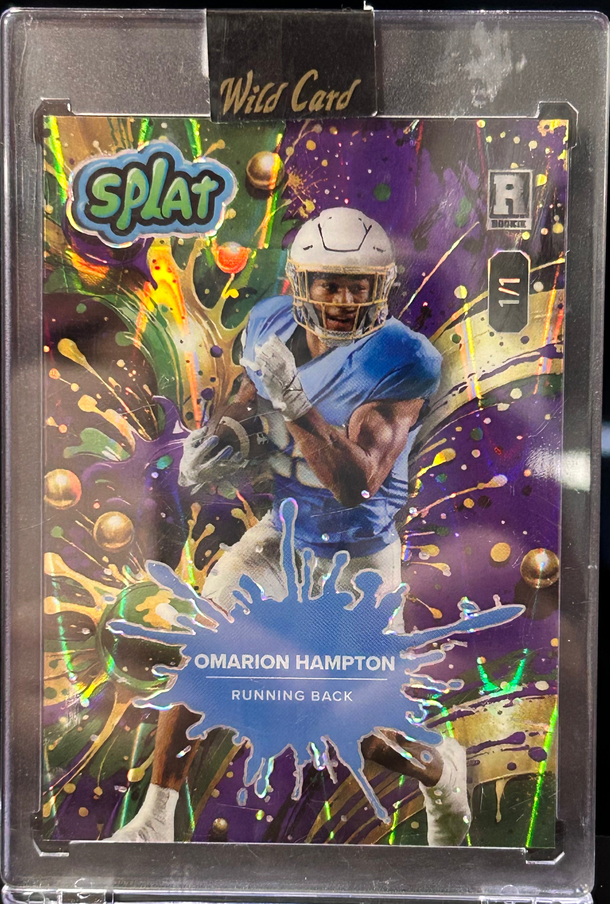 Omarion Hampton 2025 Wild Card Splat #SBTRI09-OH Holo 1/1 Rookie