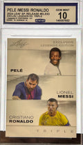 PELE/MESSI/RONALDO 2024 Leaf Sp. Release #ELE53 Exclusive Legends Edition Triple GEM MINT 10