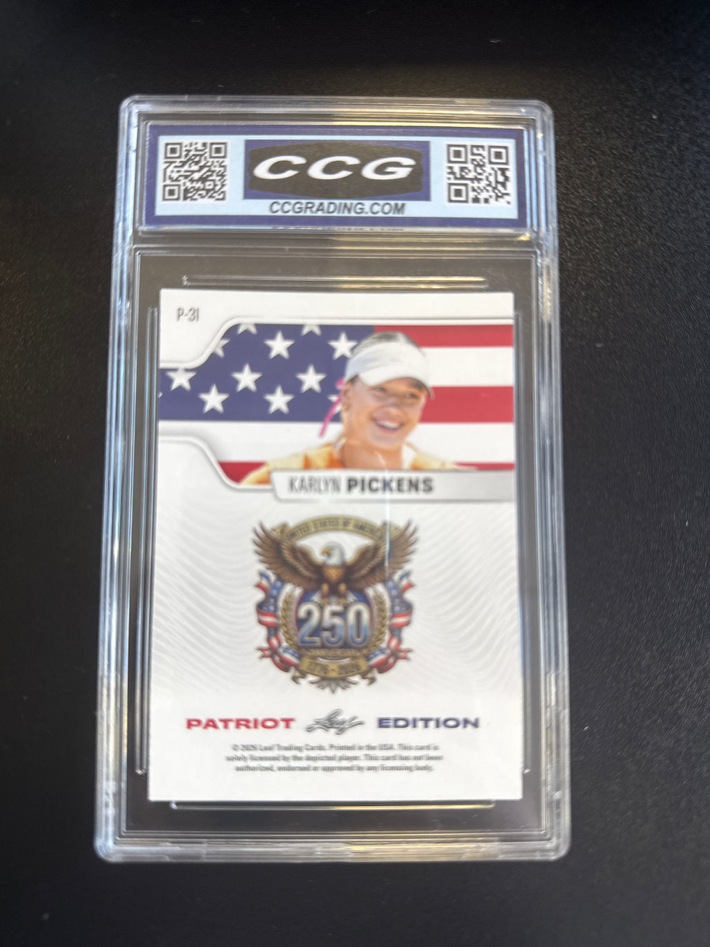 2026 Leaf Patriot Edition #P31 Gold 17/25 Karlyn Pickens CCG 10 back