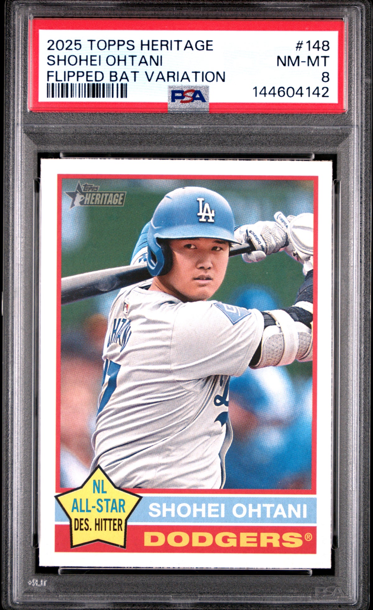 Shohei Ohtani 2025 Topps Heritage #148 Chrome Refractor PSA 8 - PSA cert 144604142 front