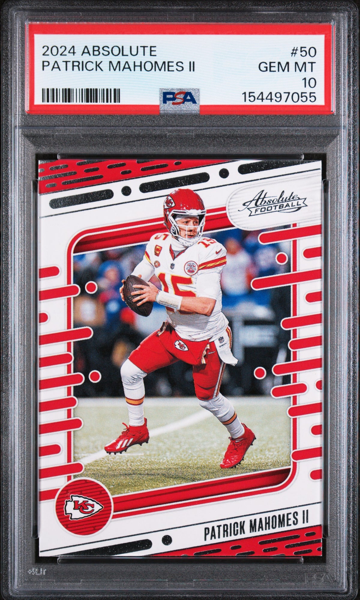 PSA cert 154497055 front — Patrick Mahomes II Absolute #50 PSA 10